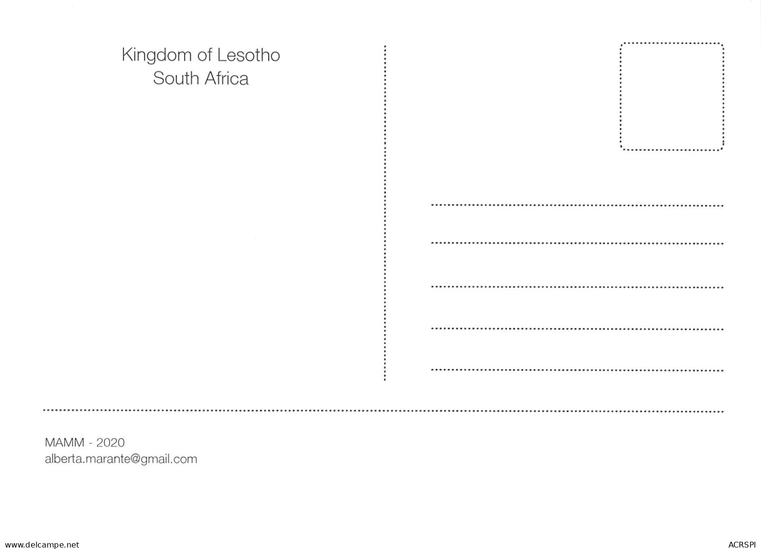LESOTHO Lessouto SenqunyaneRiver Timbre D'Oreodaimon Quathllambae  Carte Vierge Non Circulé (Scans R/V) N° 78 \MP7102 - Lesotho