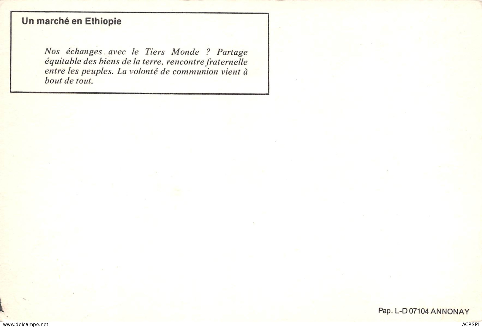 Éthiopie Addis-Abeba Un Marché Carte Vierge Non Circulé édition Annonay (Scans R/V) N° 49 \MP7103 - Ethiopië