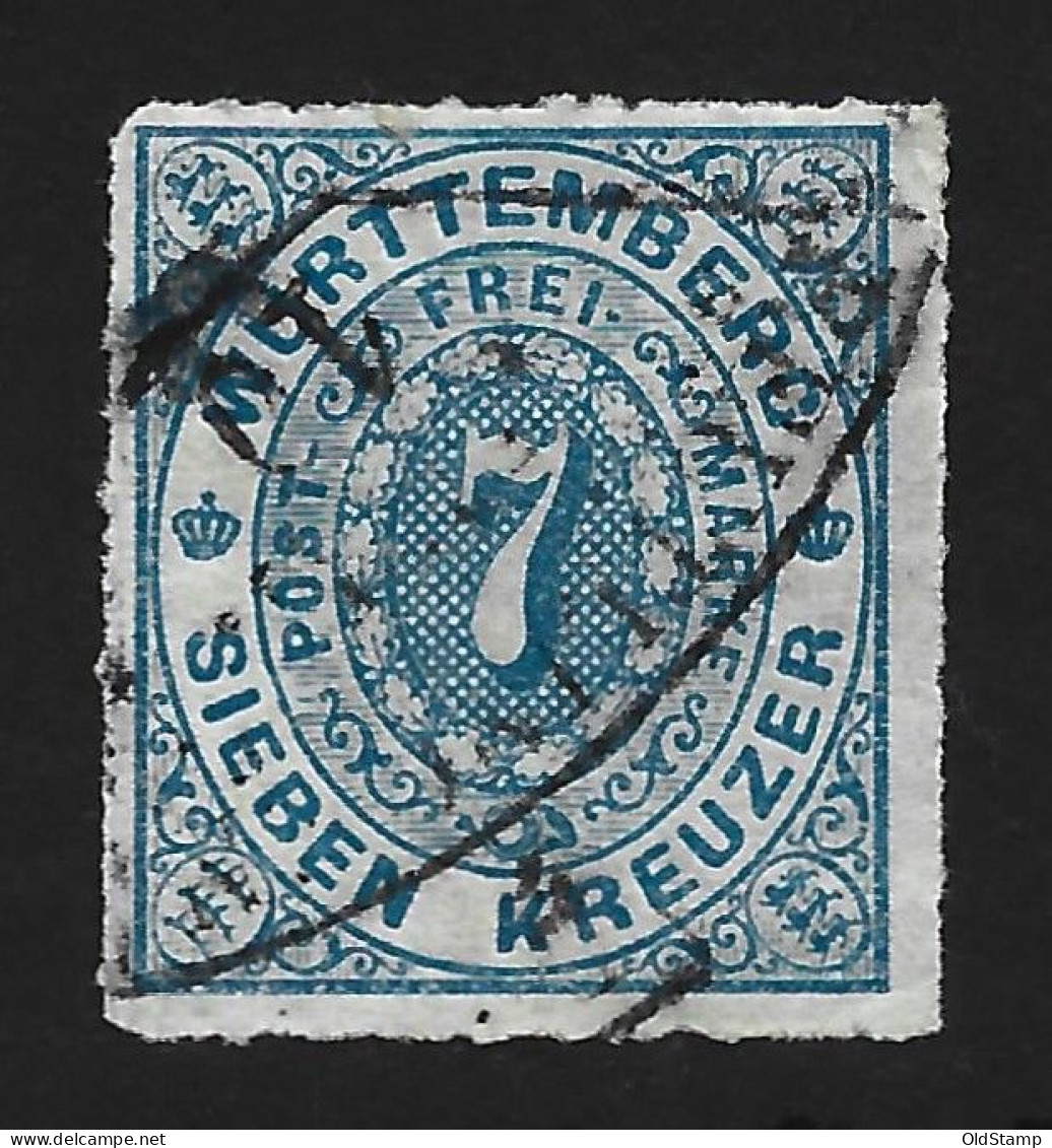 WÜRTTEMBERG1869 Mi.# 39 Gestempelt Facherstempel 7 Kr / Allemagne Alemania Altdeutschland Old Germany States - Gebraucht