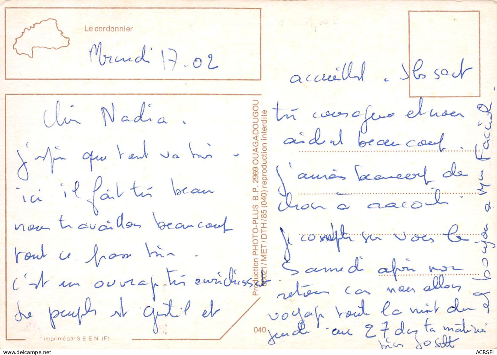 BURKINA FASO Ex Haute-Volta Ouagadougou Cordonnier  (2 Scans) N°77 \MP7111 - Burkina Faso