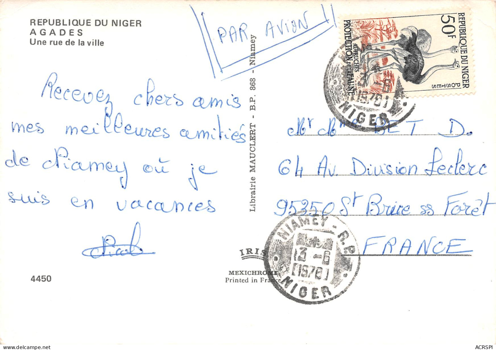 NIGER AGADES Agadez UNE RUE DE LA VILLE (voir Timbre) éd Mauclert  (2 Scans) N° 30 \MP7113 - Niger