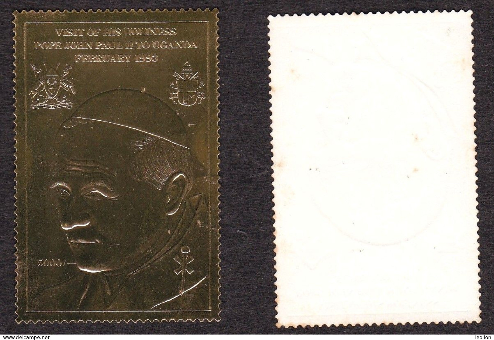 Uganda 1993 Visit Of Pope John Paul Gold Foil Metallic Stamp. Special MNH Ouganda - Ouganda (1962-...)