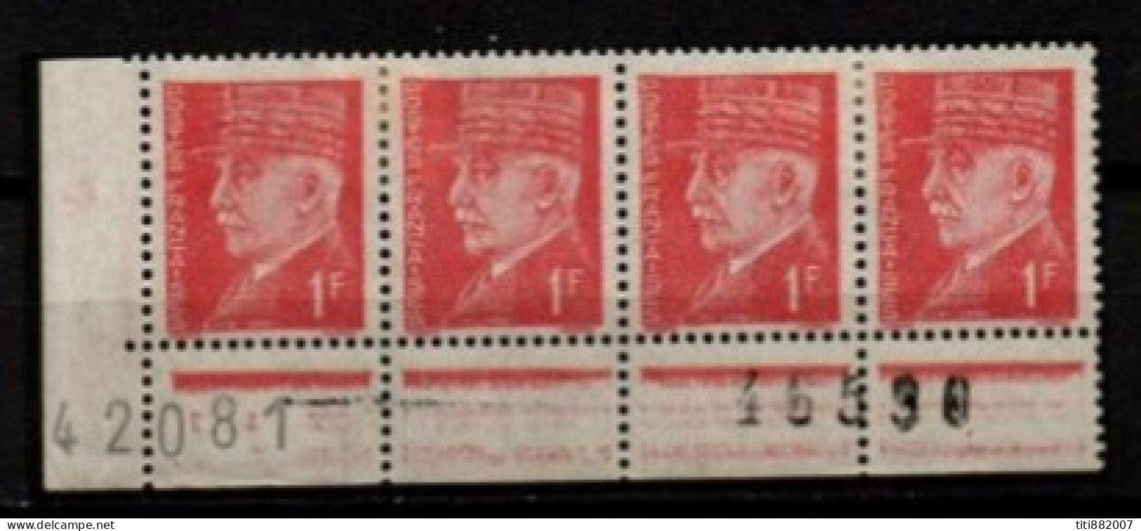 FRANCE    -   1941 .   Y&T N° 514 */ **.  Bande De 4 .   Feuille De Remplacement - Unused Stamps