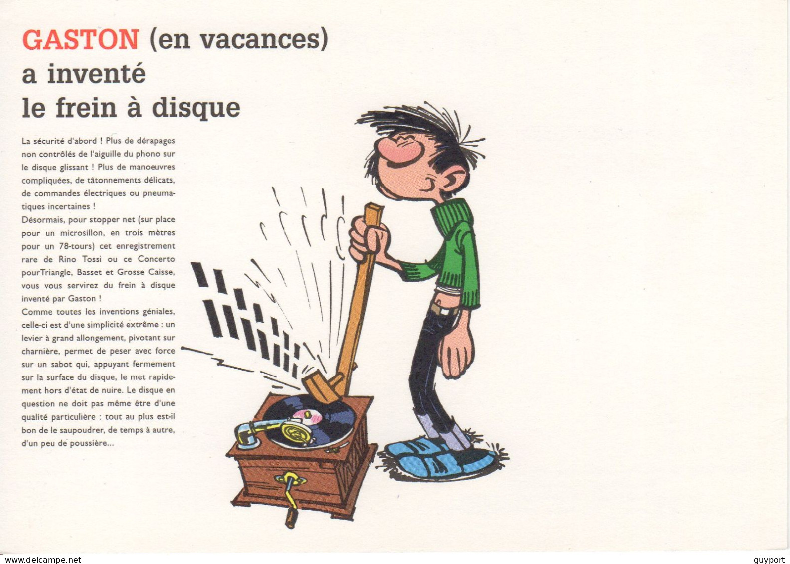 Gaston Lagaffe A Inventé Le Frein à Disque. Fête Du Timbre 2001 - Stripverhalen