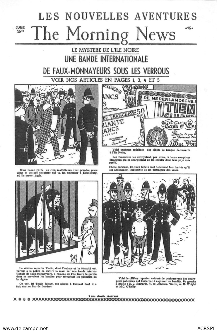 TINTIN The Morning News L'île Noire (2 Scans) N° 20 \MP7116 - Bandes Dessinées