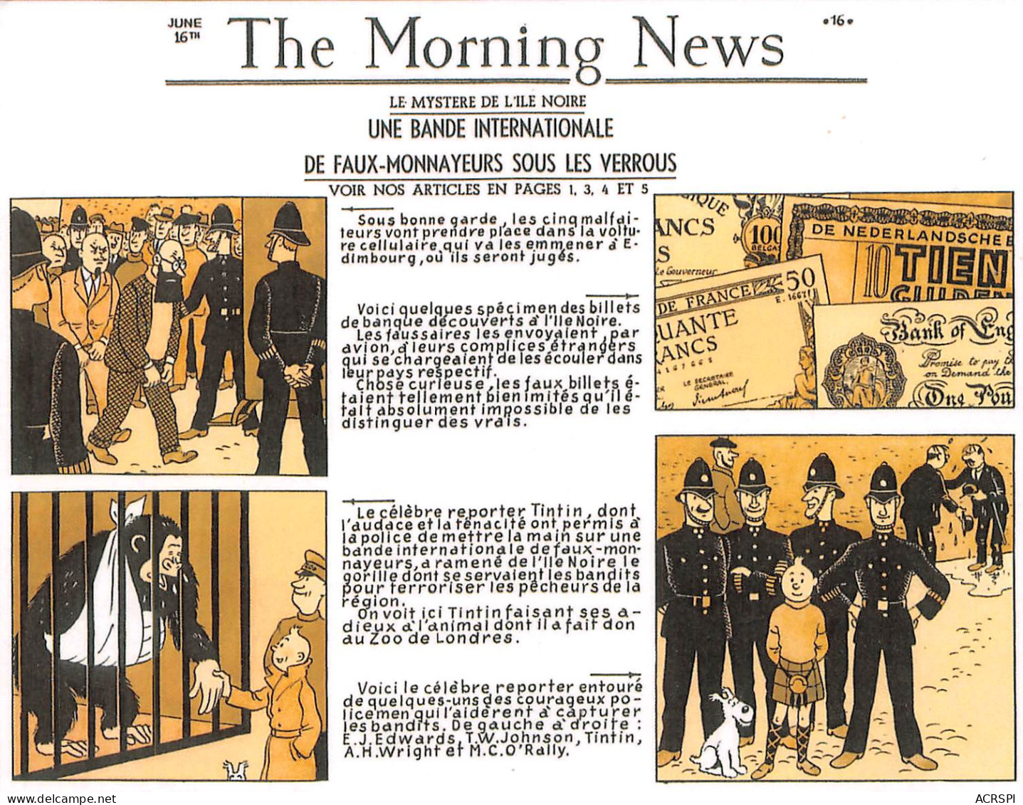 TINTIN The Morning News L'île Noire (2 Scans) N° 22 \MP7116 - Comics