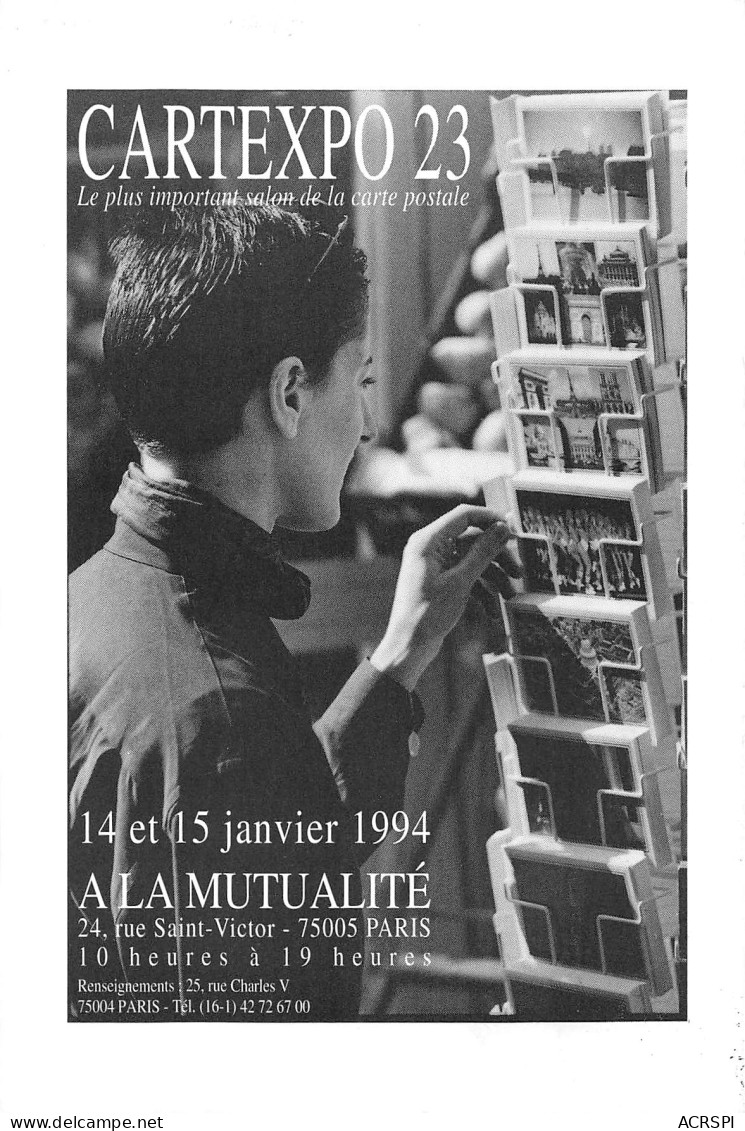 PARIS 5e CARTEXPO 23 à La Mutualité 24 Rue St Victor 14 Janvier 1994 Ex N° 881 Expo Salon  (Scan R/V) N° 64 \MP7117 - Arrondissement: 05