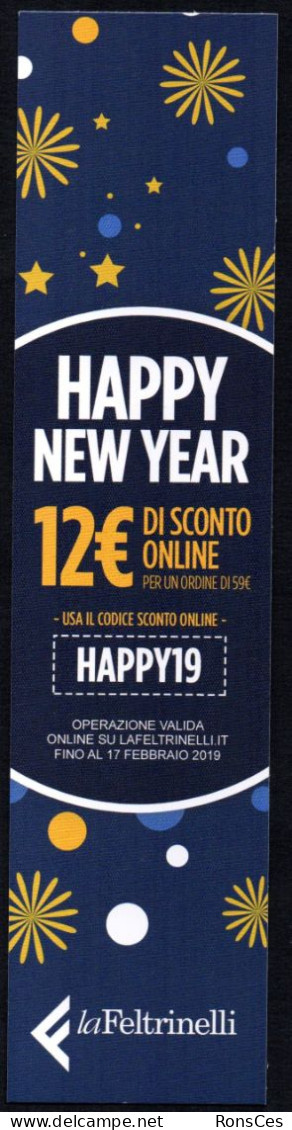 ITALIA - SEGNALIBRO / BOOKMARK - LA FELTRINELLI - HAPPY NEW YEAR - 12 € DI SCONTO ONLINE - I - Marcapáginas