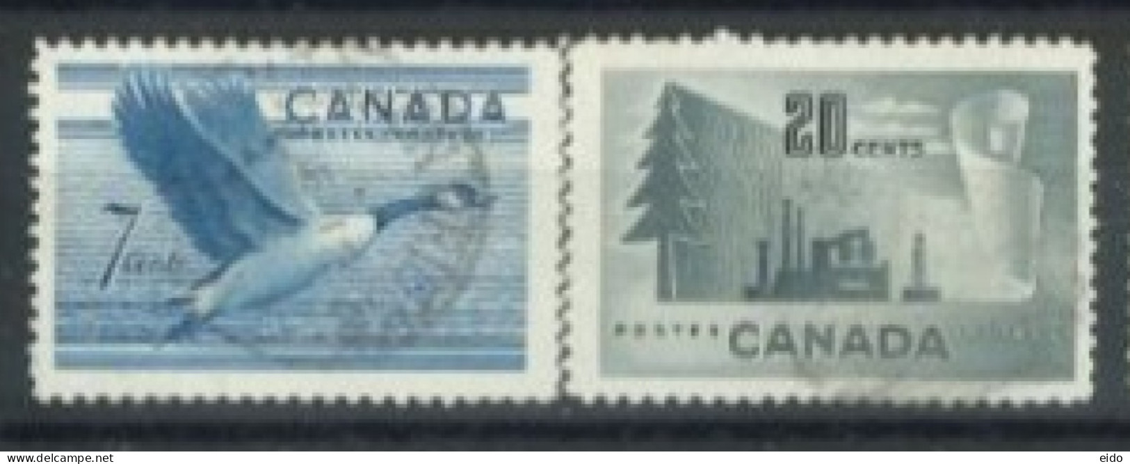 CANADA - 1951/52, CANADIAN GOOSE & FORESTY PRODUCTS STAMPS SET OF 2, USED. - Gebruikt