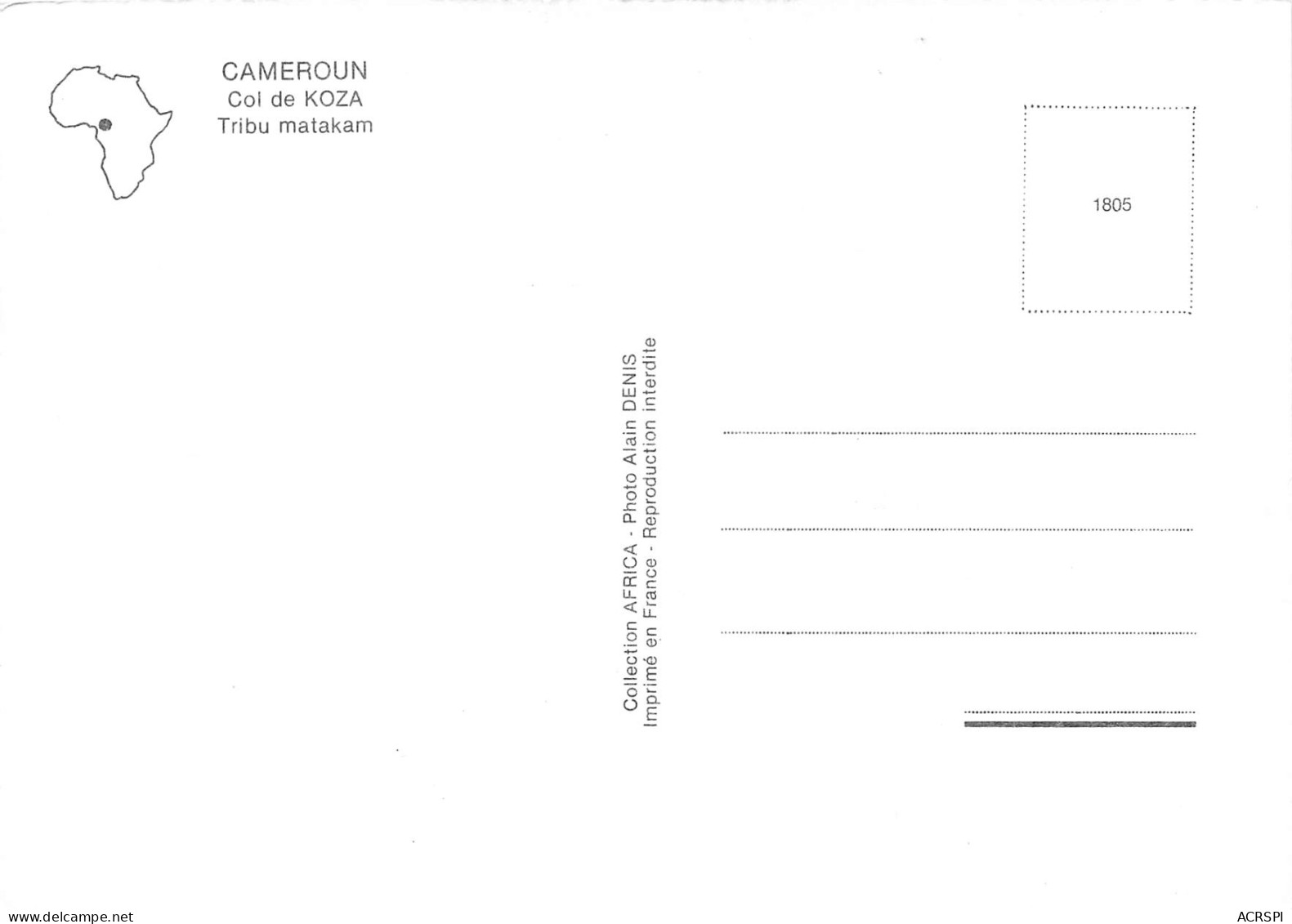 CAMEROUN Col De KOZA Tribu Matakam Femme Seins Nus Nudo Nuvola Desnudo Nudi Top-Less Naked  (Scan R/V) N° 7 \MP7123 - Kamerun