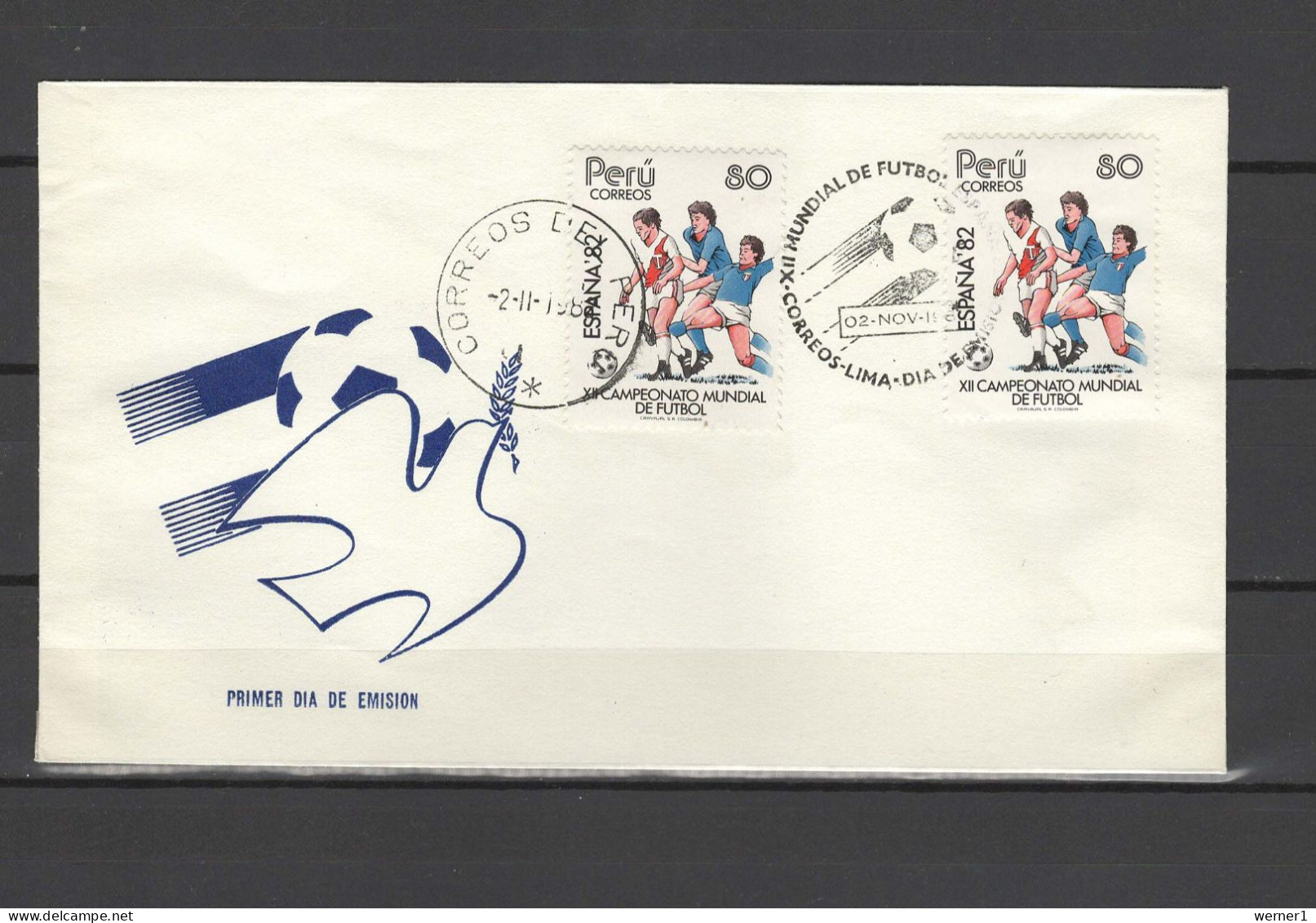 Peru 1982 Football Soccer World Cup 2 Stamps On FDC - 1982 – Spain
