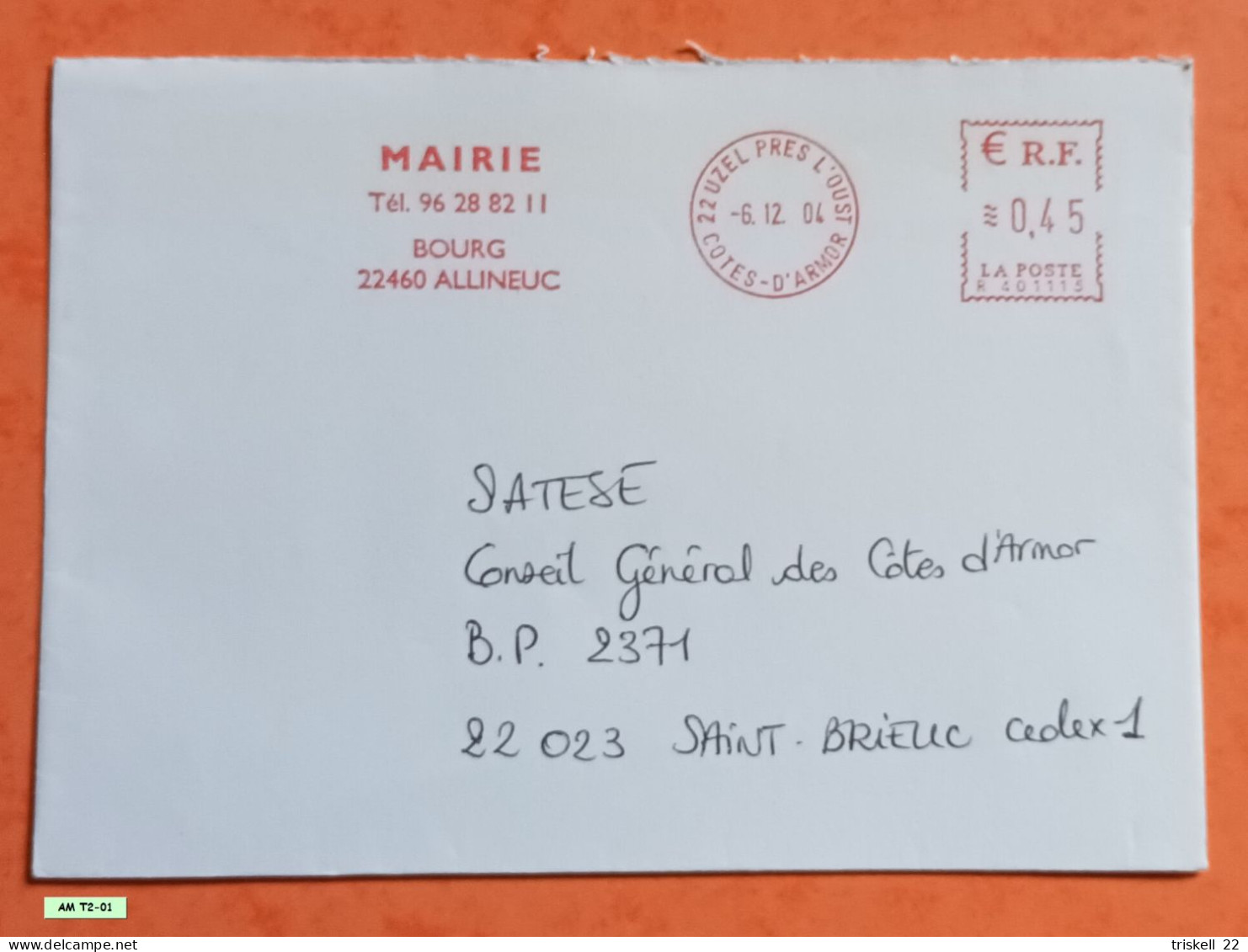 Mairie De Allineuc - Oblitération Du 06-12-2004 - Mechanical Postmarks (Other)