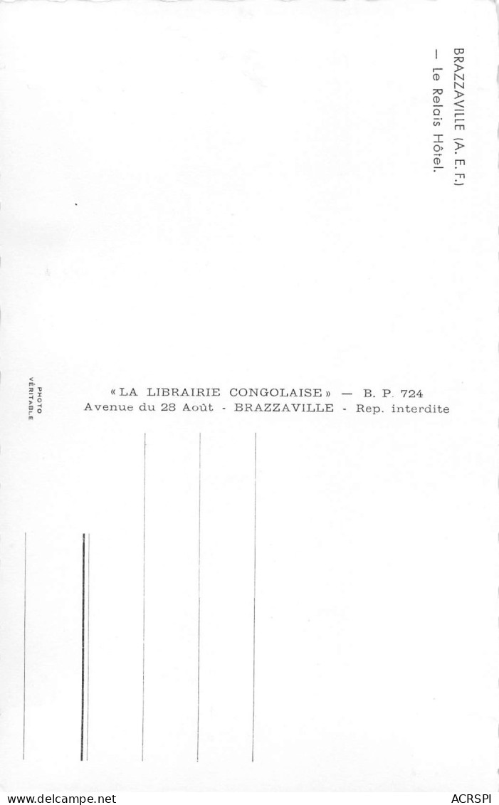 CONGO BRAZZAVILLE  Hôtel Des Relais Aériens Carte Vierge Non Circulé éd Congolaise (Scan R/V) N° 21 \MP7124 - Brazzaville