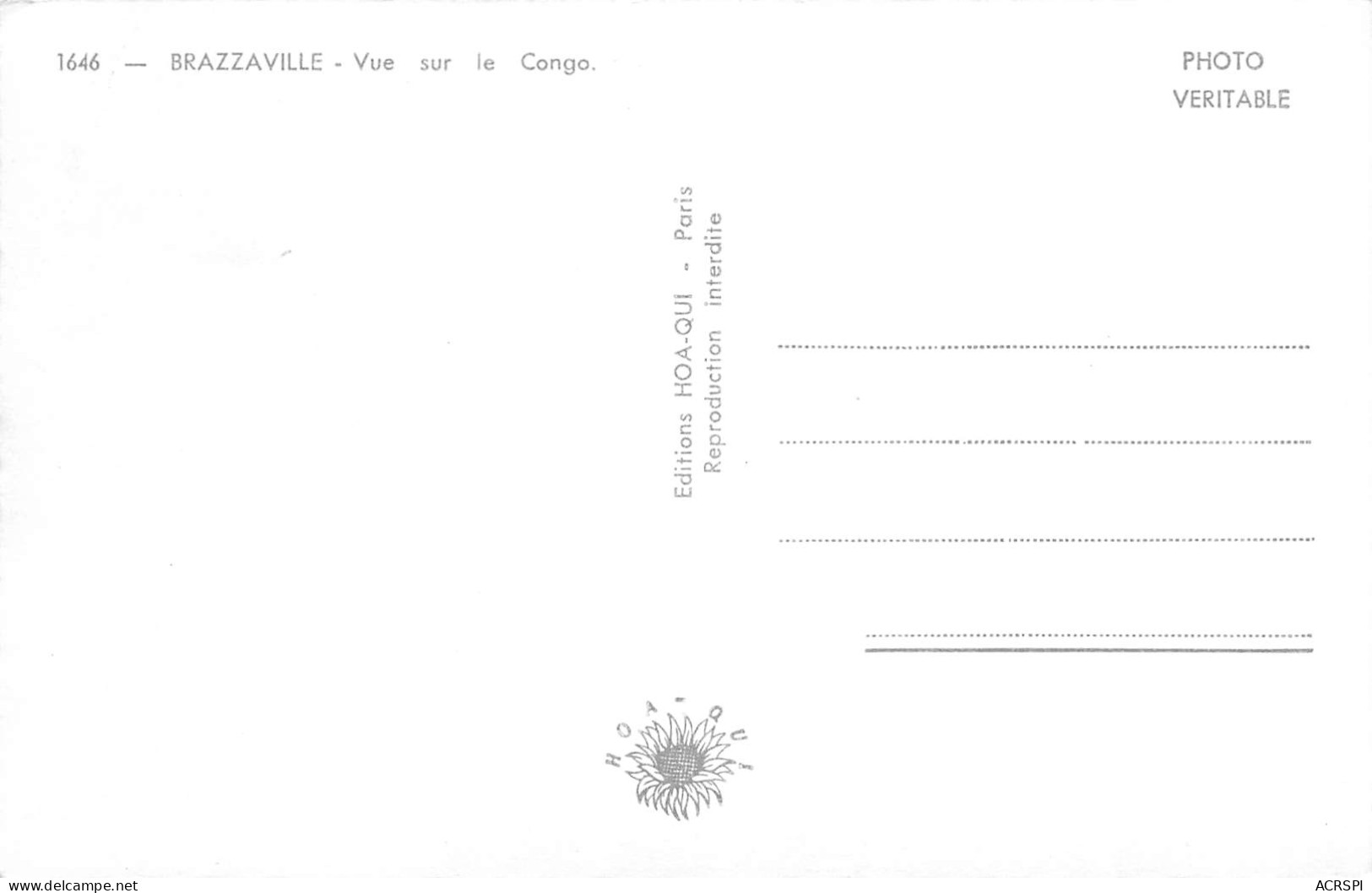 CONGO BRAZZAVILLE Vue Sur Le Congo Vapeur à Aube Barge Péniche Dos Vierge Non Circulé Hoa-Qui (Scan R/V) N° 35 \MP7124 - Brazzaville