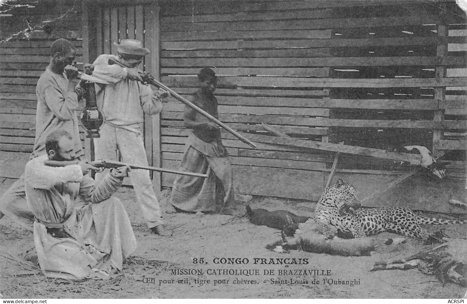 CONGO BRAZZAVILLE  SAINT-LOUIS DE L'OUBANGUI - Chasseurs, Tigre Et Chèvres  (Scan R/V) N° 76 \MP7124 - Brazzaville