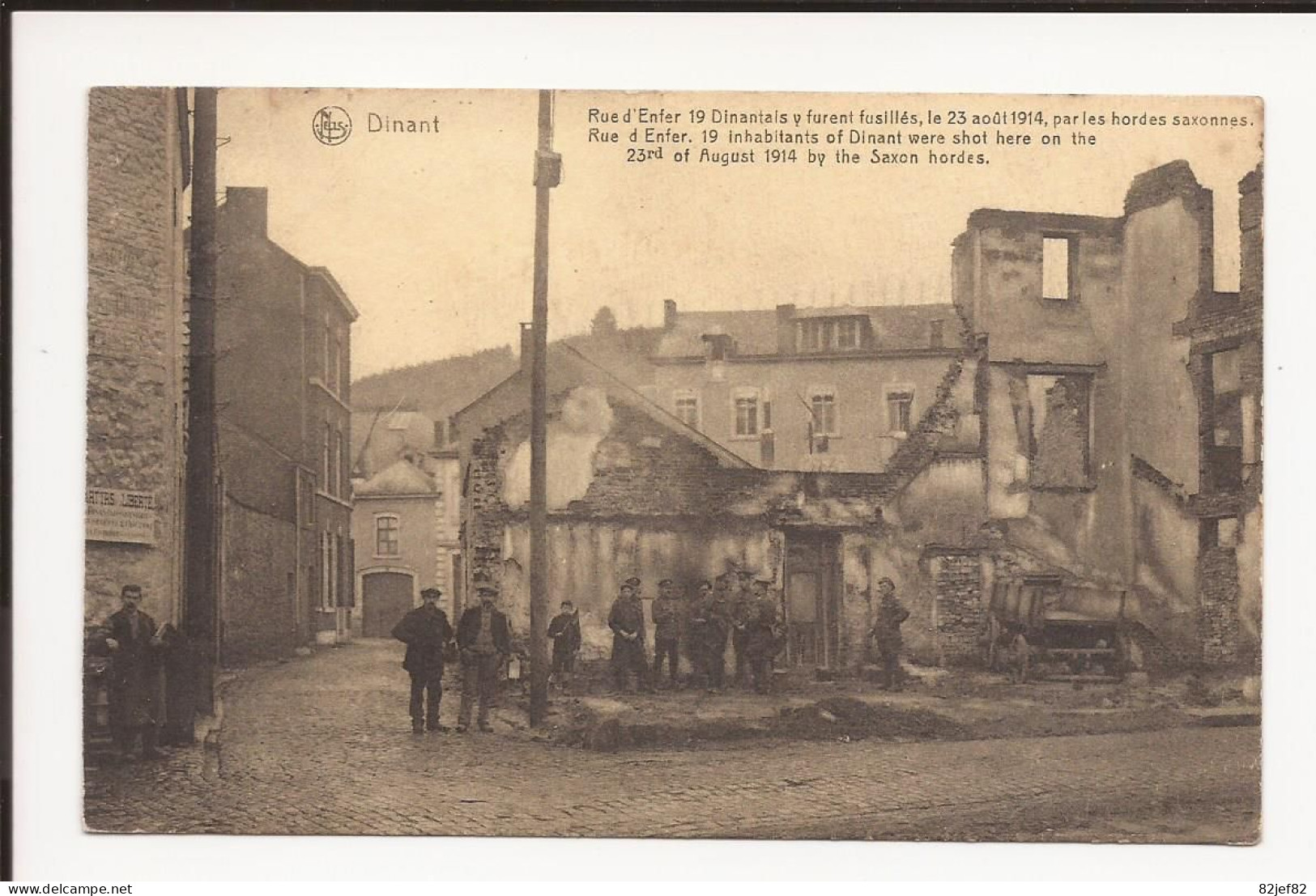 Dinant  Rue D'enfer 19 Dinantais Fusilliés Le 23 Aout 1914    Envoyé En 1924 - Dinant