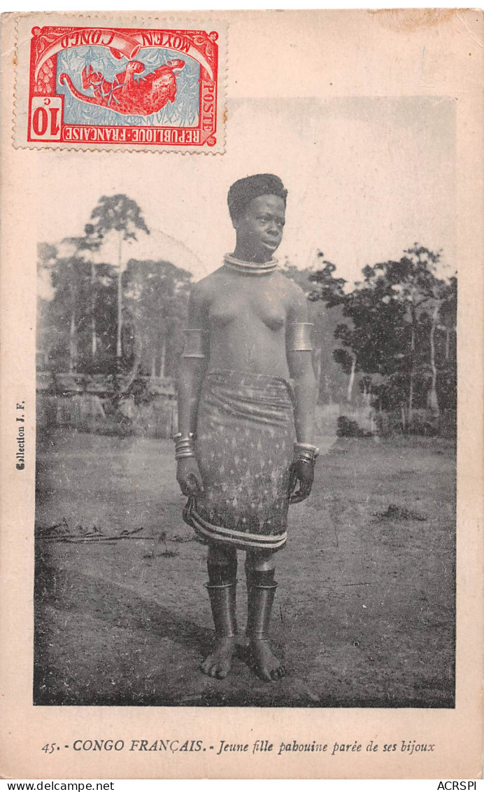 CONGO Brazzaville Jeune Fille PABOUINE Parée De Ses Bijoux éditions J.F Nudi Top-Less Naked  (Scan R/V) N° 1 \MP7126 - Brazzaville