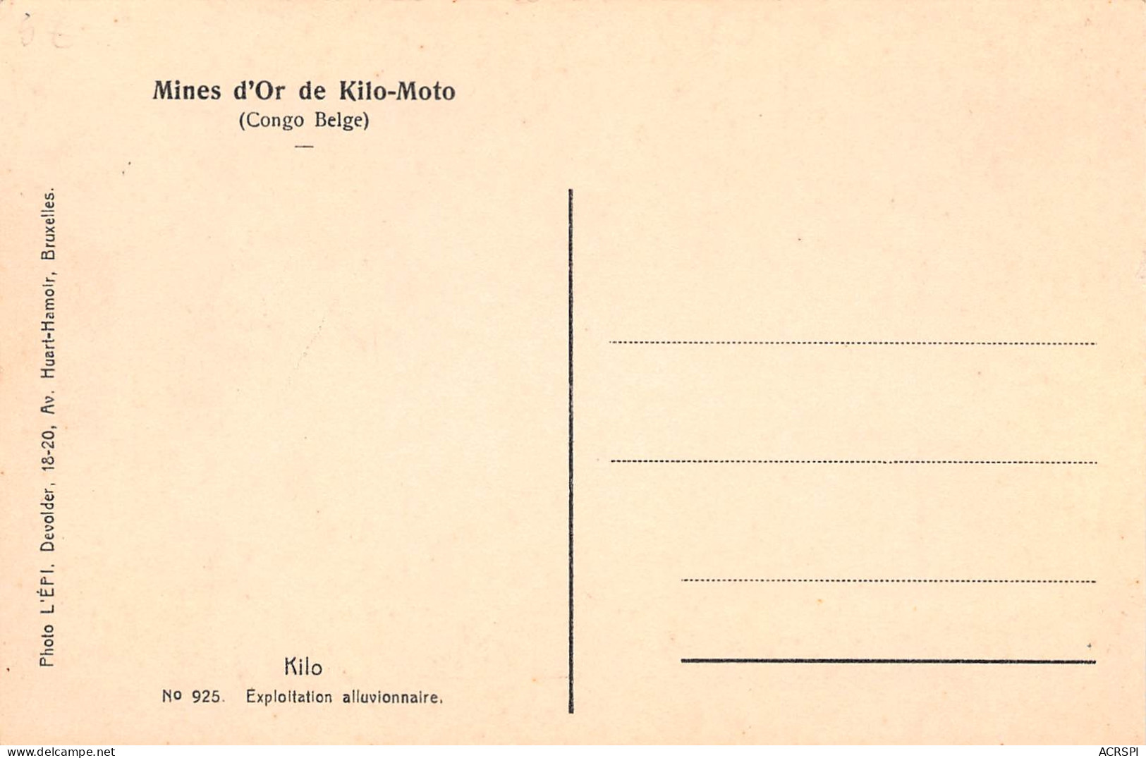 CONGO Kinshasa Kilo-Moto Mines D'Or EXPLOITATION ALLUVIONNAIRE  (Scan R/V) N° 87 \MP7126 - Kinshasa - Leopoldville