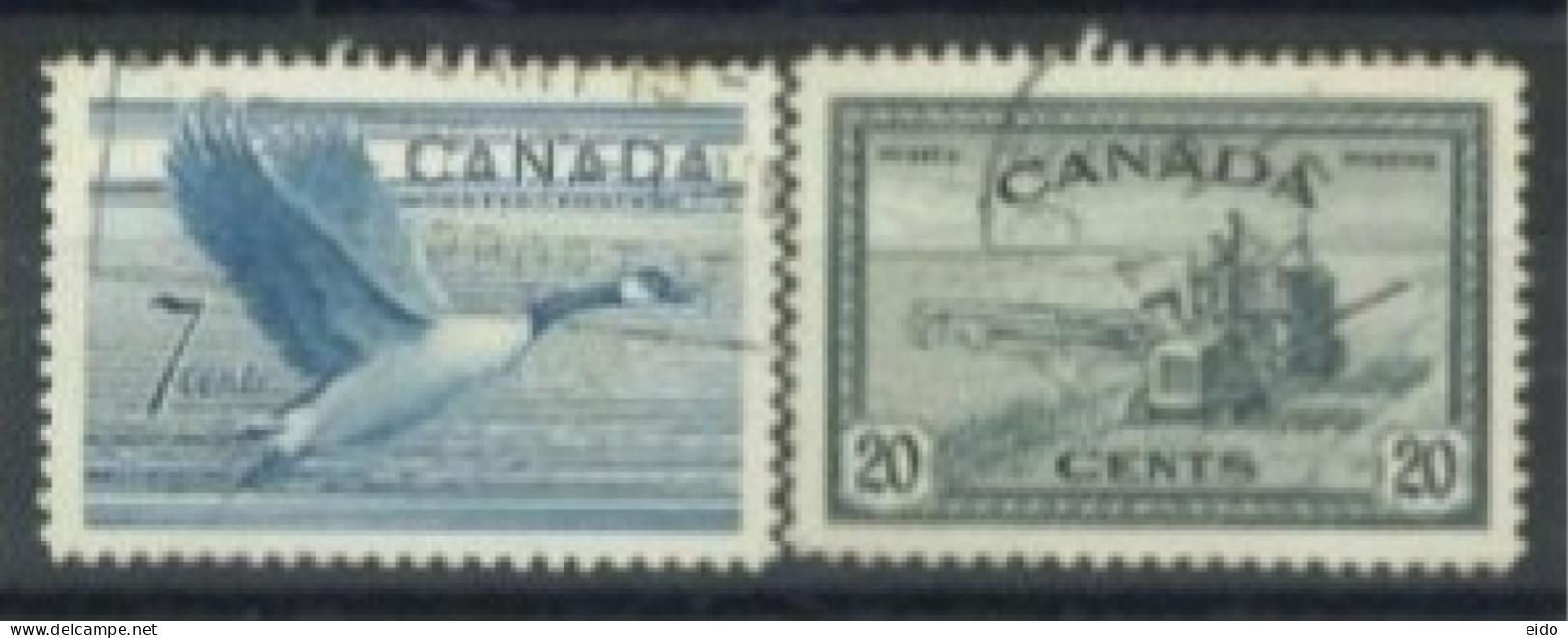 CANADA - 1951/52, CANADIAN GOOSE & COMBINE HARVESTER STAMPS SET OF 2, USED. - Usati