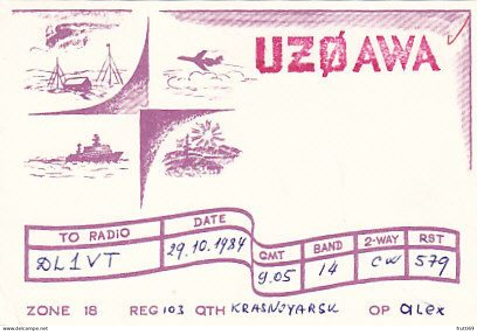 AK 210420 QSL - USSR - Krasnoyarks - Radio Amateur