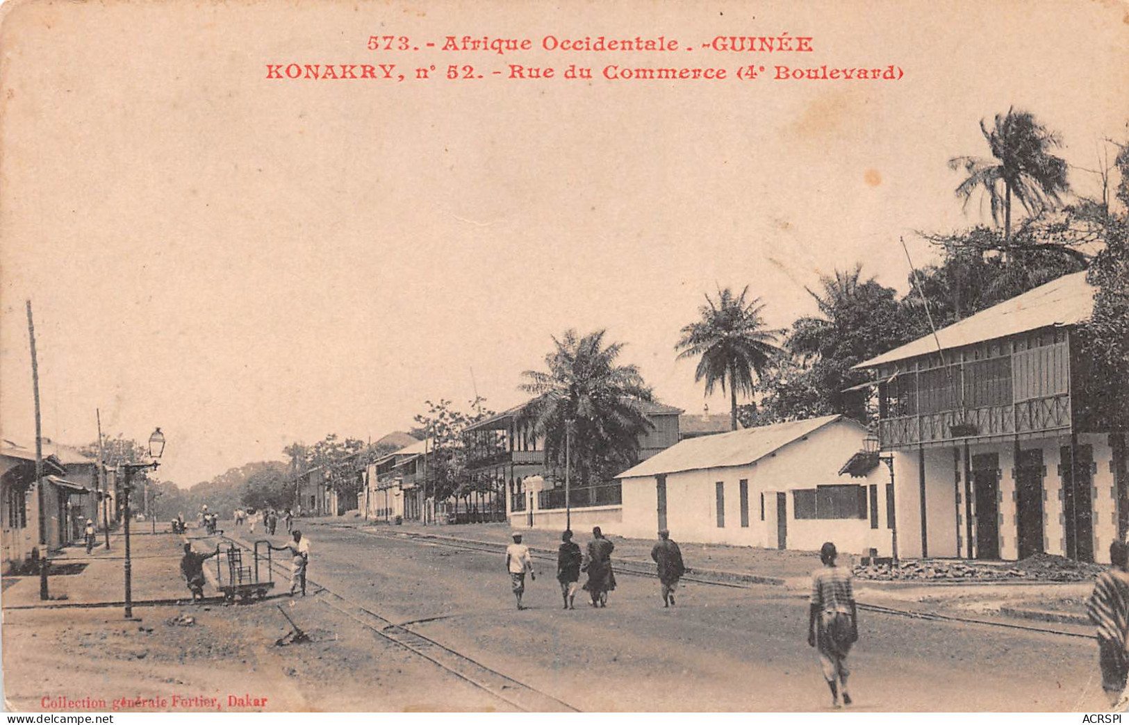 GUINEE Française  CONAKRY La Rue Du Commerce 4ème Boulevard éd Fortier Carte Vierge Non Circulé (Scan R/V) N° 13 \MP7133 - Guinea Francesa