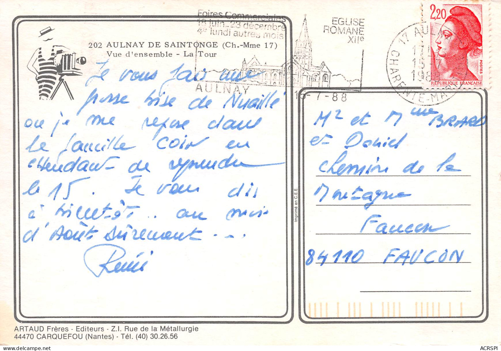 17  AULNAY DE SAINTONGE / VUE D'ENSEMBLE éd Artaud (Scan R/V) N° 47 \MP7136 - Aulnay
