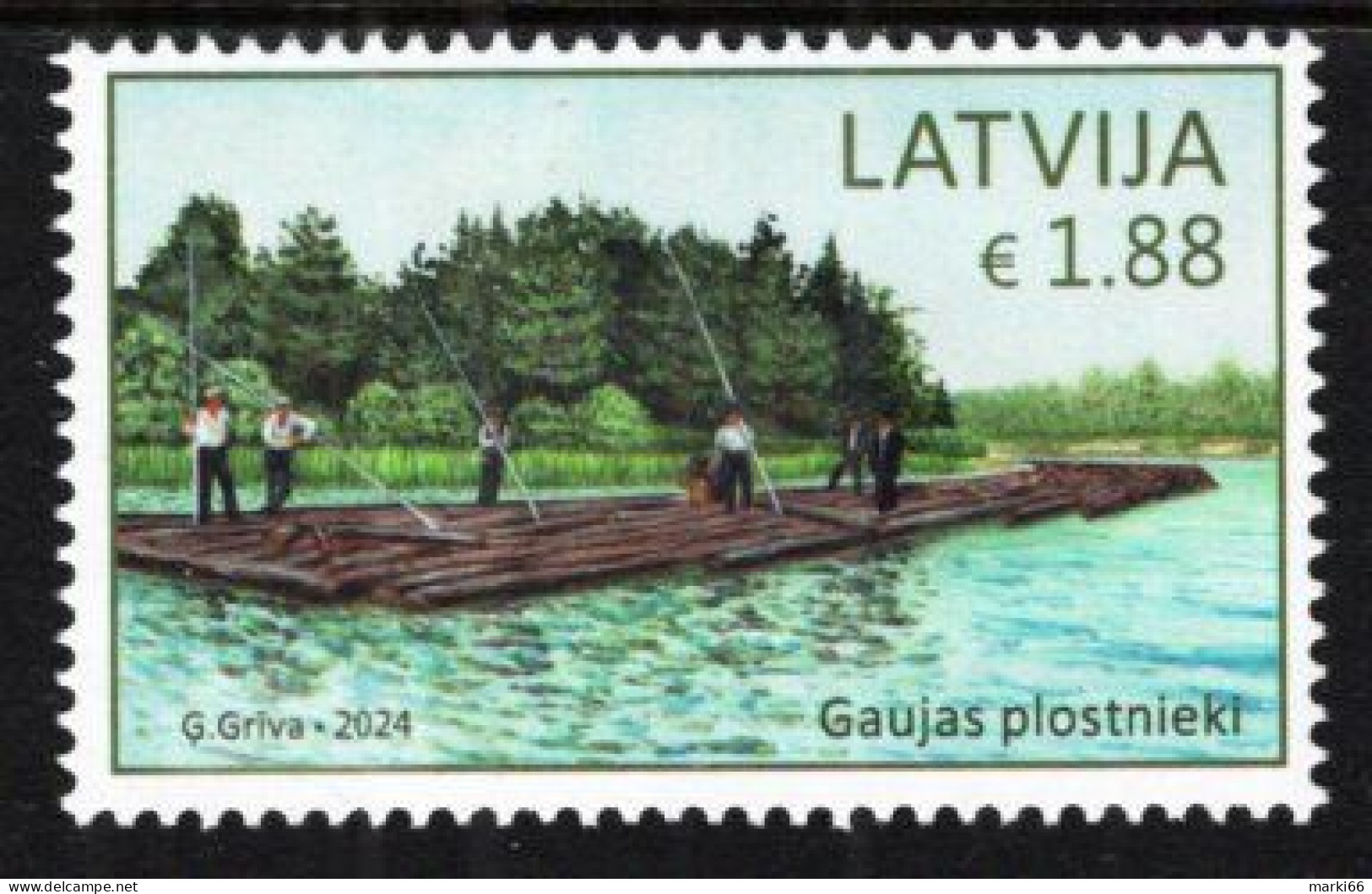 Latvia - 2024 - Cultural Heritage - Rafting And Rafters - Mint Stamp - Lettonie