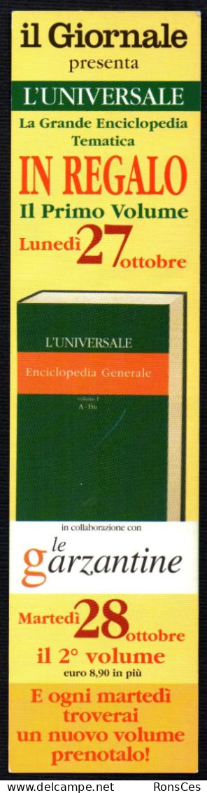 NEWSPAPER - ITALIA - SEGNALIBRO / BOOKMARK - IL GIORNALE - ENCICLOPEDIA L.UNIVERSALE - LE GARZANTINE - I - Marque-Pages