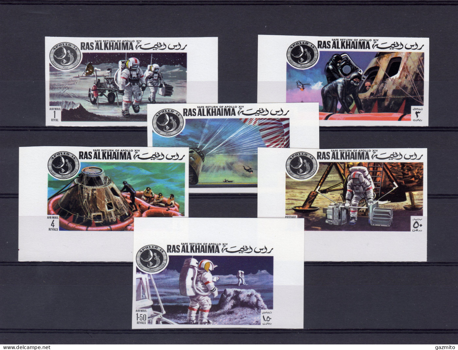 Ras Al Khaima 1972, Space, Landing On The Moon, 6val IMPERFORATED - Ras Al-Khaimah