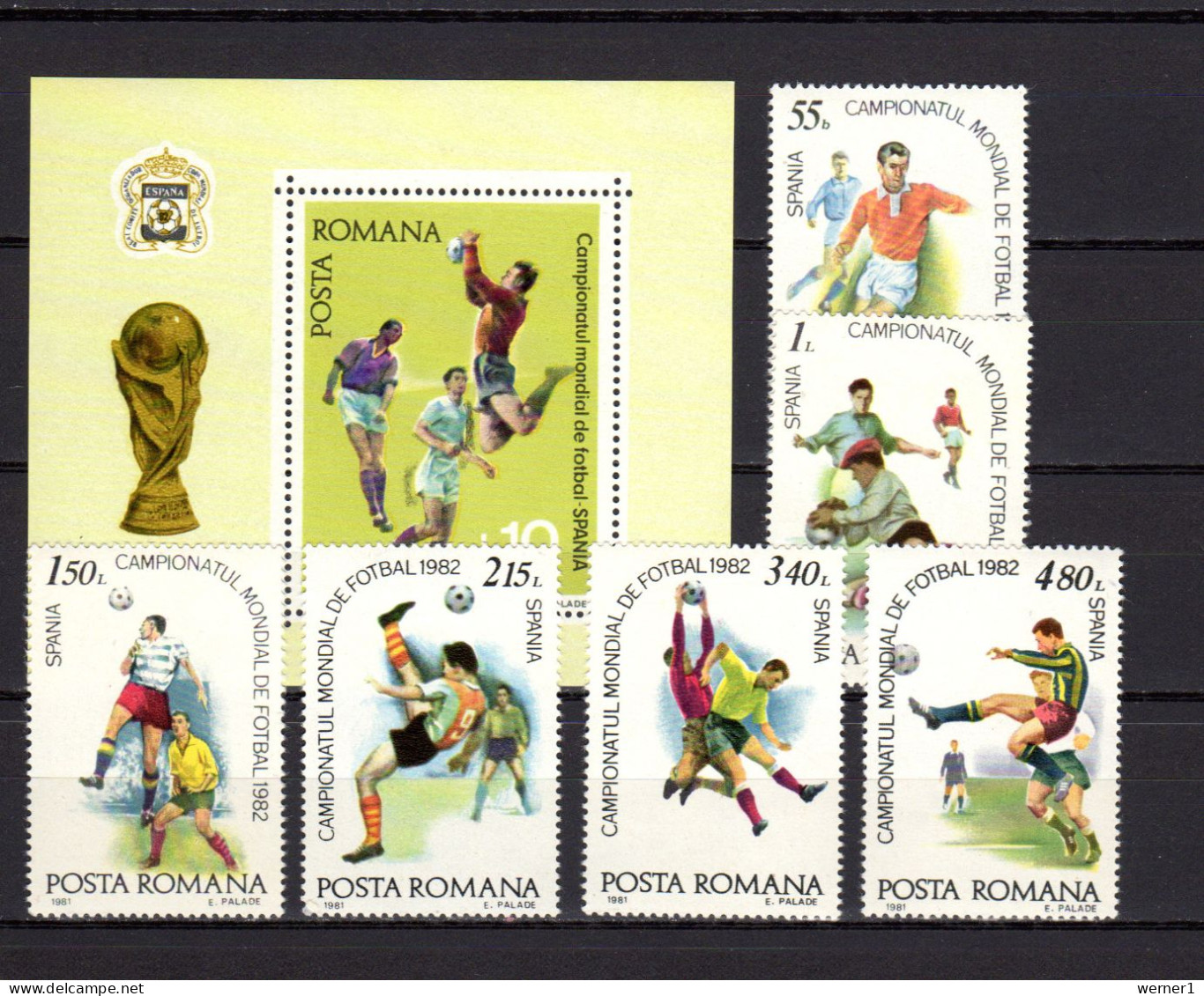 Romania 1981 Football Soccer World Cup Set Of 6 + S/s MNH - 1982 – Espagne