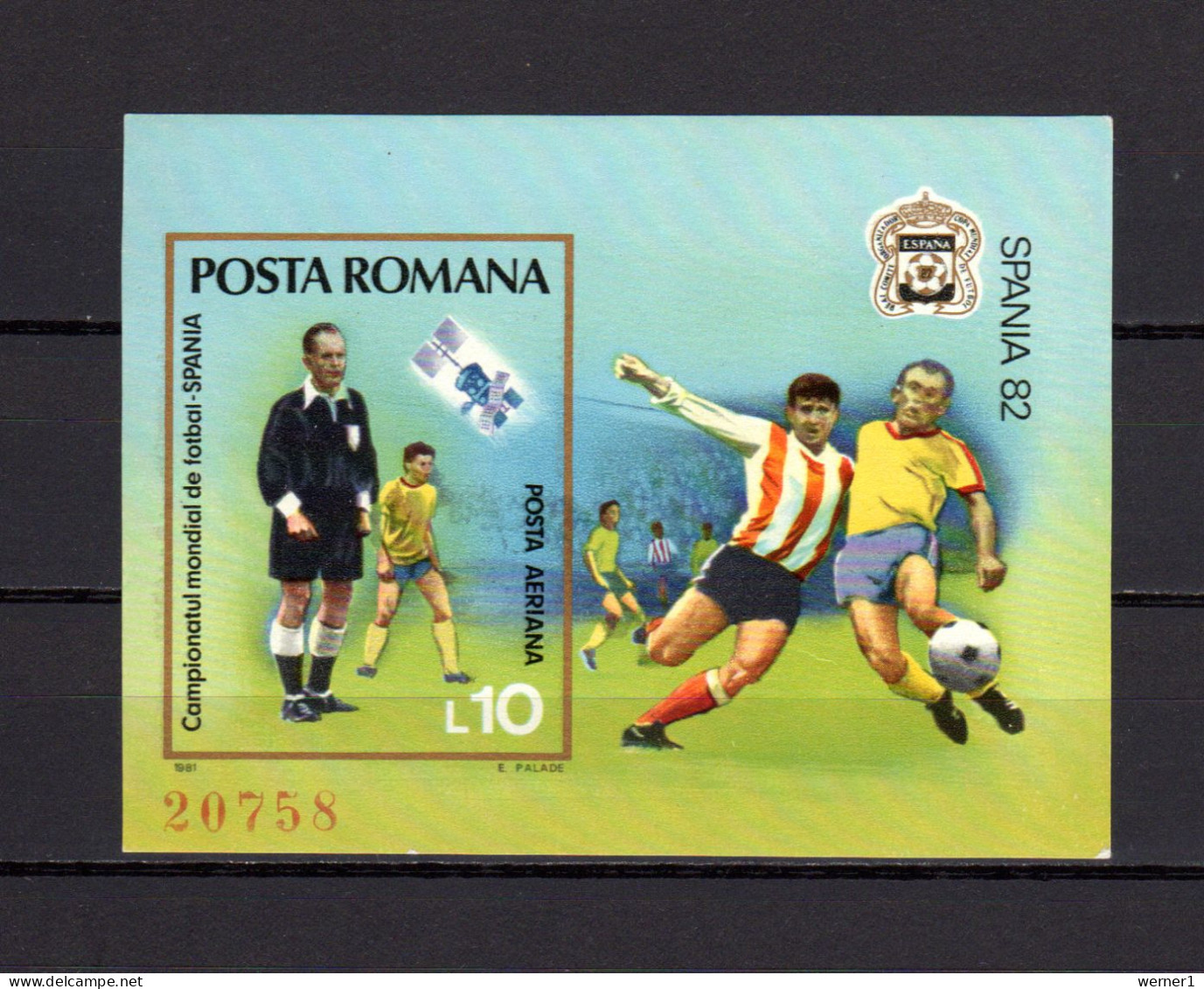 Romania 1981 Football Soccer World Cup, Space S/s Imperf. MNH -scarce- - 1982 – Espagne