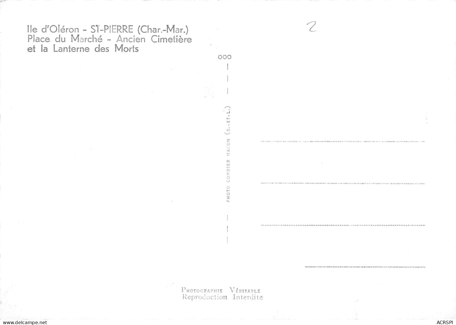 17 ILE D'OLERON Saint-Pierre-d'Oléron Ancien Cimetière Marché Et Lanterne Des Morts (Scan R/V) N° 14 \MP7145 - Saint-Pierre-d'Oleron