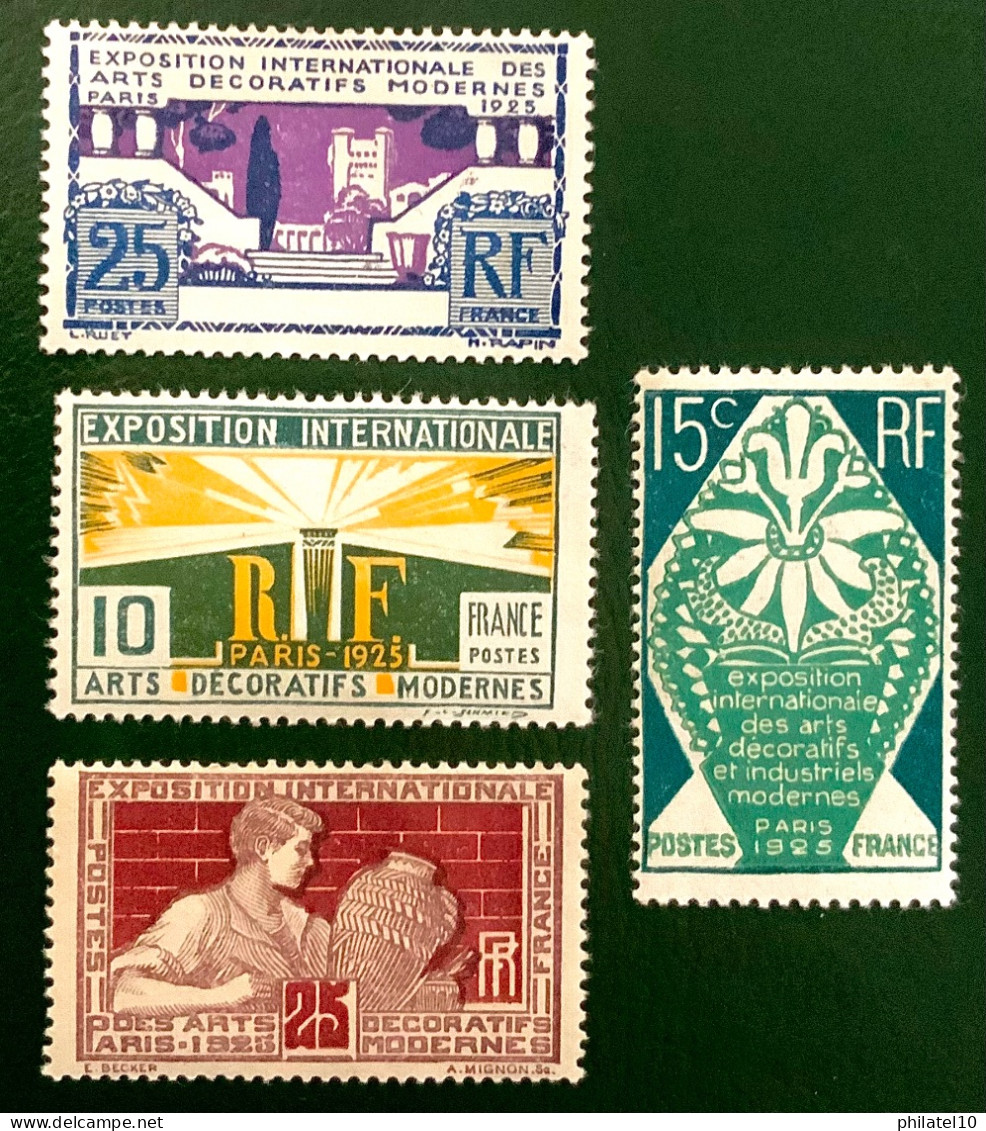 1925 FRANCE N° 210 A 213 - EXPOSITION INTERNATIONALE DES ARTS DÉCORATIFS MODERNES PARIS 1925 - NEUF** - Unused Stamps