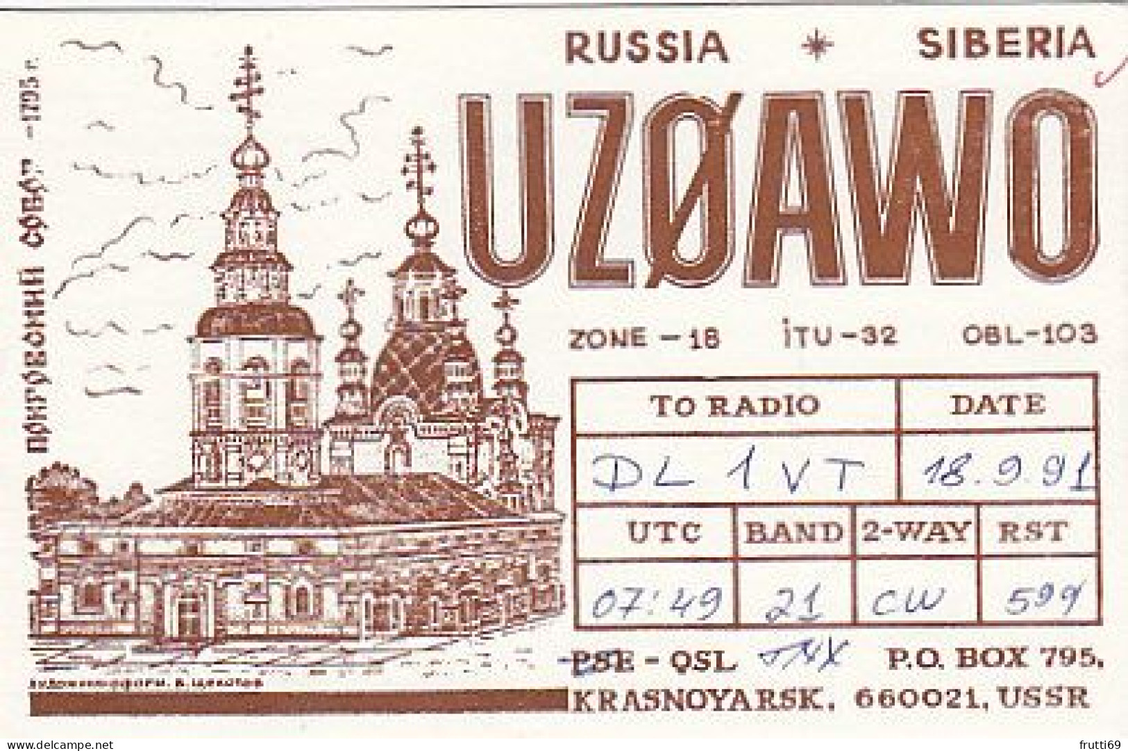 AK 210431 QSL - Russia - Siberia - Krasnoyarsk - Radio-amateur