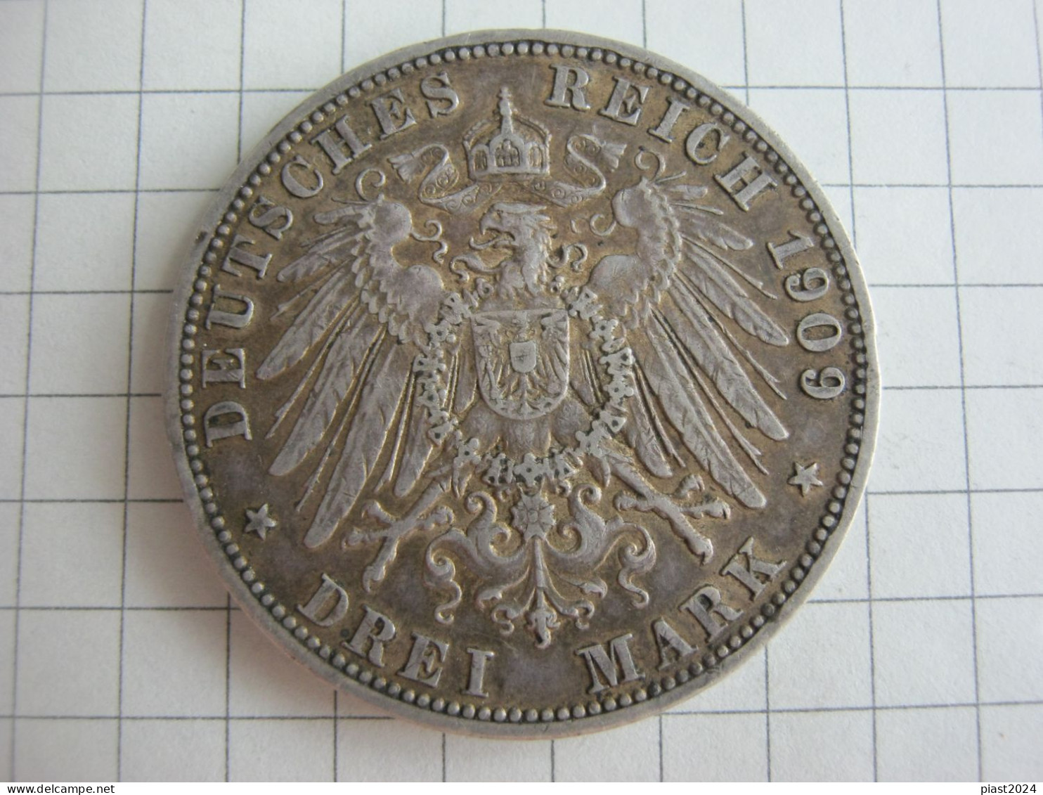 Prussia 3 Mark 1909 A - 2, 3 & 5 Mark Silver