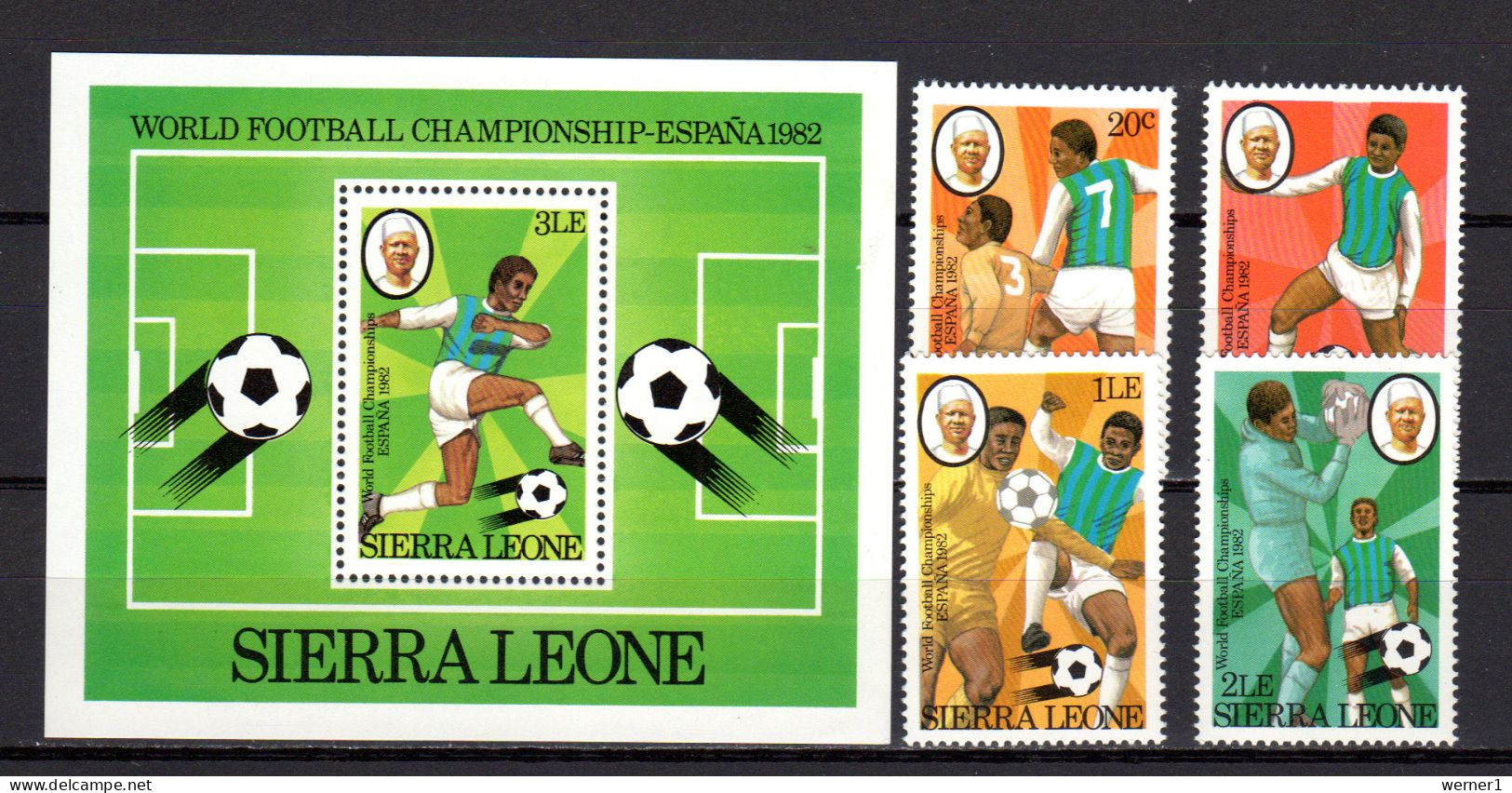 Sierra Leone 1982 Football Soccer World Cup Set Of 4 + S/s MNH - 1982 – Espagne