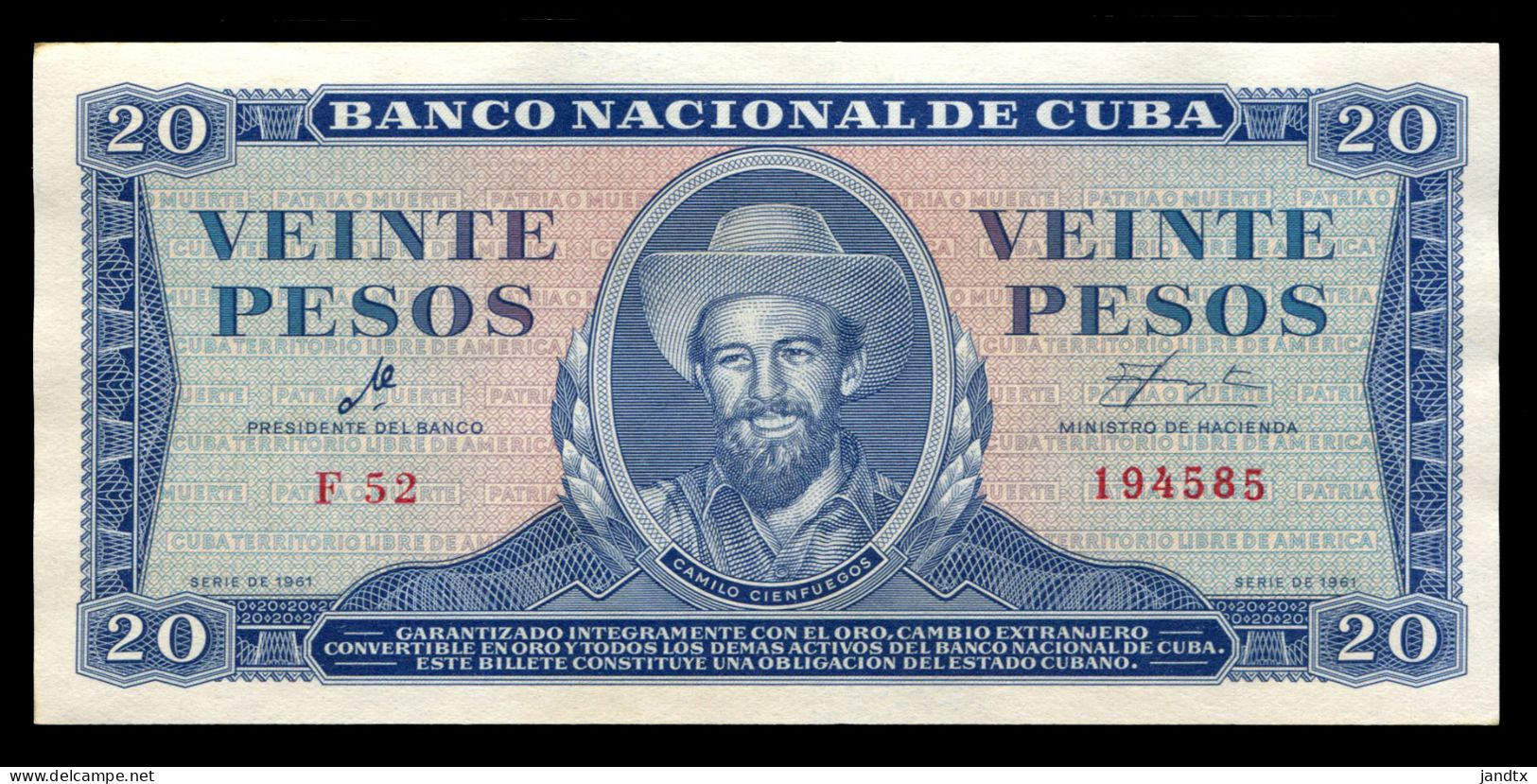 CUBA 20 PESOS 1961 FIRMA DEL CHE SC- AUNC - Cuba