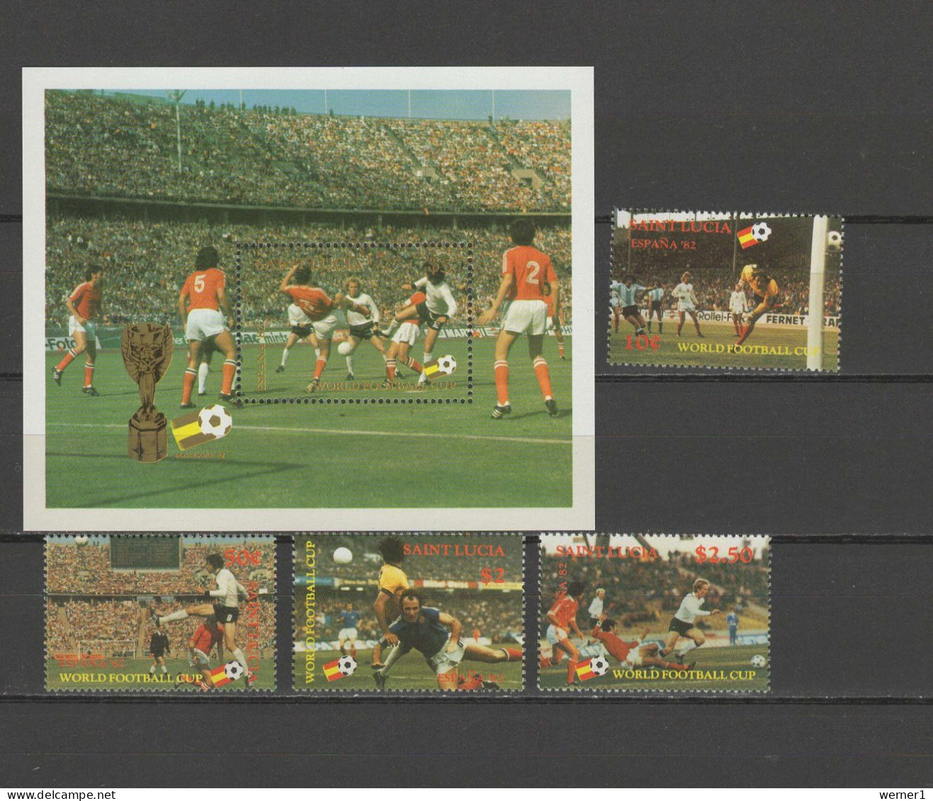 St. Lucia 1982 Football Soccer World Cup Set Of 4 + S/s MNH - 1982 – Espagne