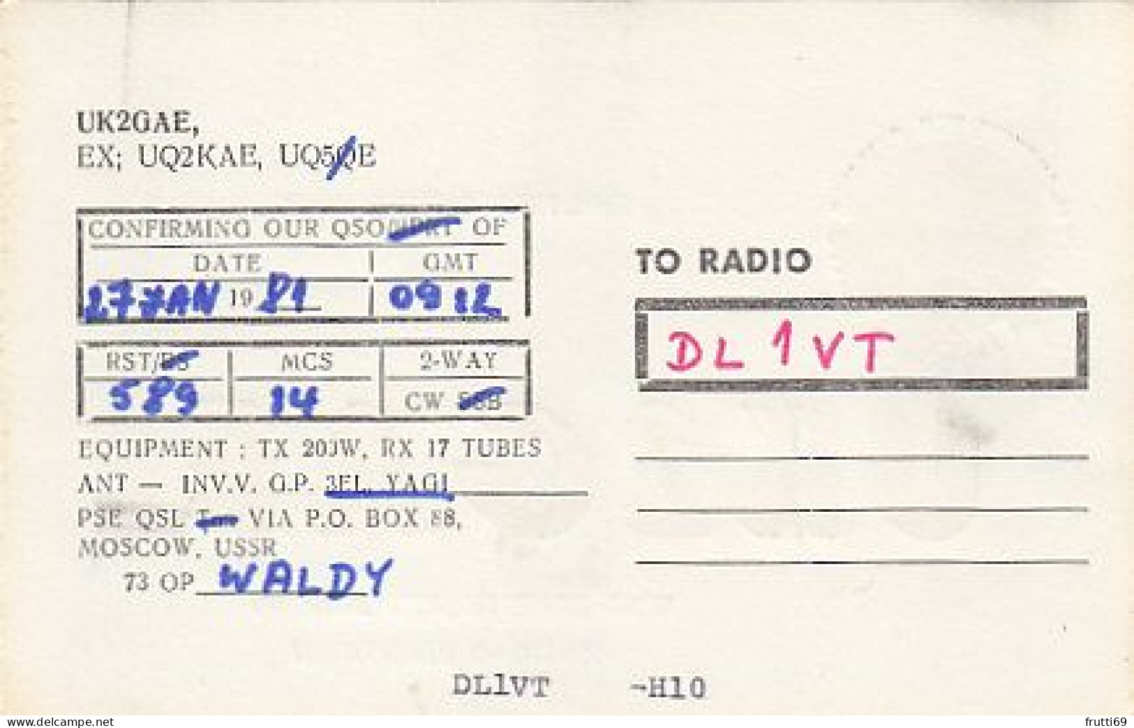 AK 210436 QSL - USSR - Latvia - Smiltene - Radio Amateur