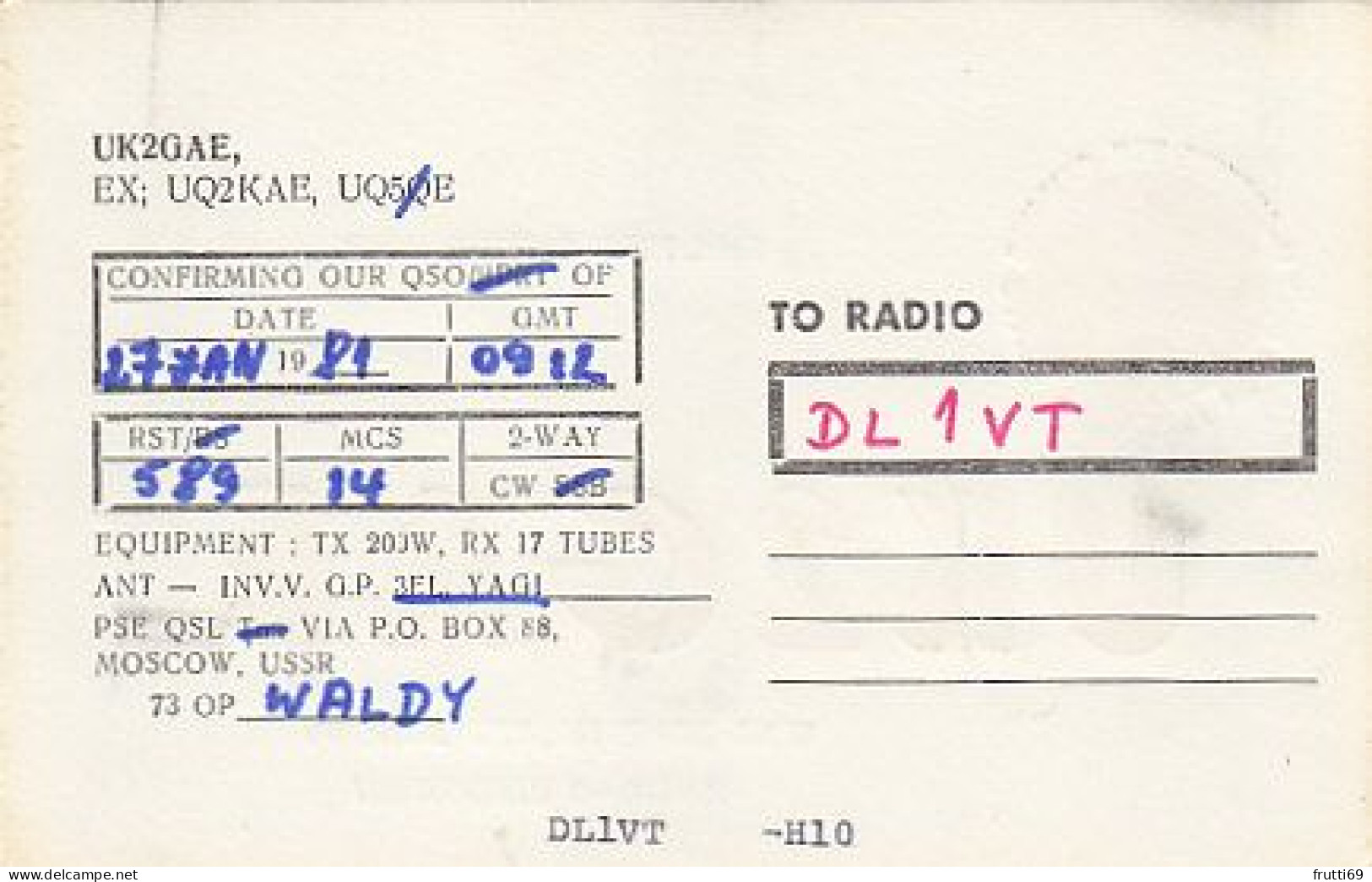 AK 210436 QSL - USSR - Latvia - Smiltene - Radio Amatoriale