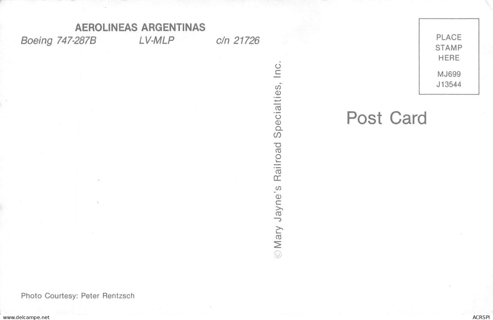 BOEING B747-287B AEROLINEAS ARGENTINAS  (Scan R/V) N° 11 \MP7160 - 1946-....: Moderne