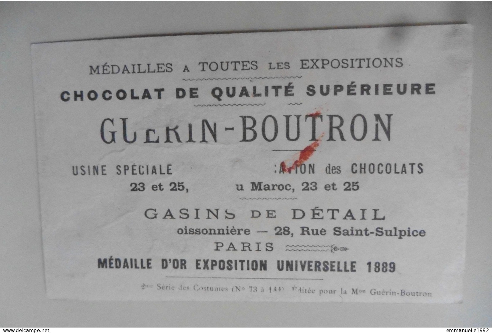 Chromo Chocolat Guérin-Boutron Les Costumes Tunisie XIXe Siècle Dame De Qualité - Guerin Boutron