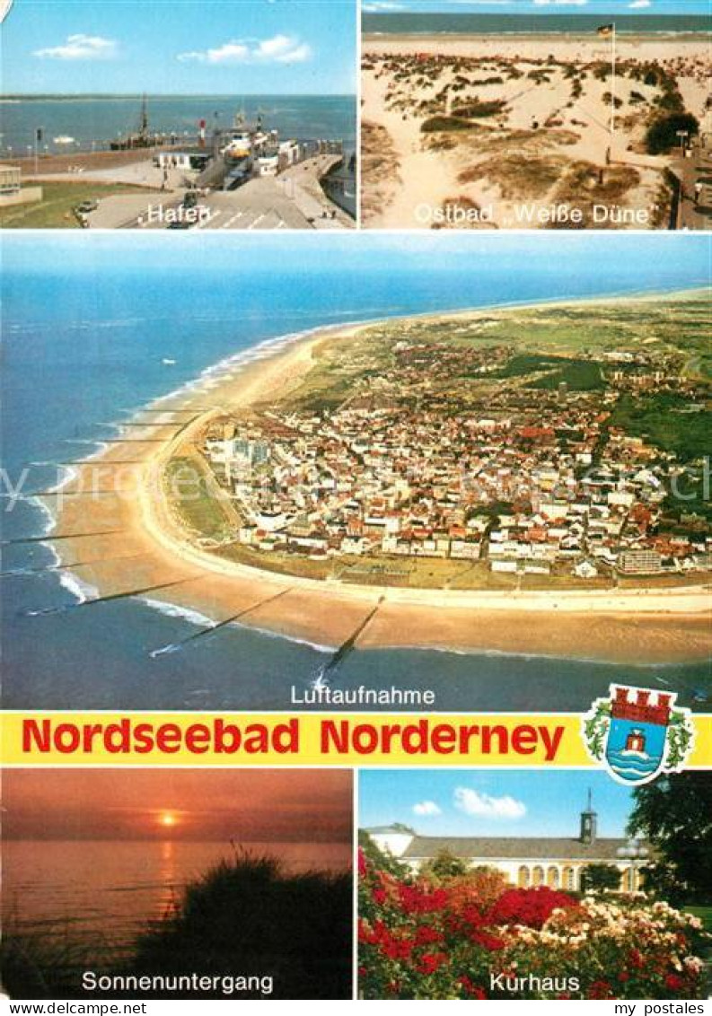 73294311 Norderney Nordseebad Hafen Ostbad Weisse Duene Sonnenuntergang Kurhaus  - Norderney