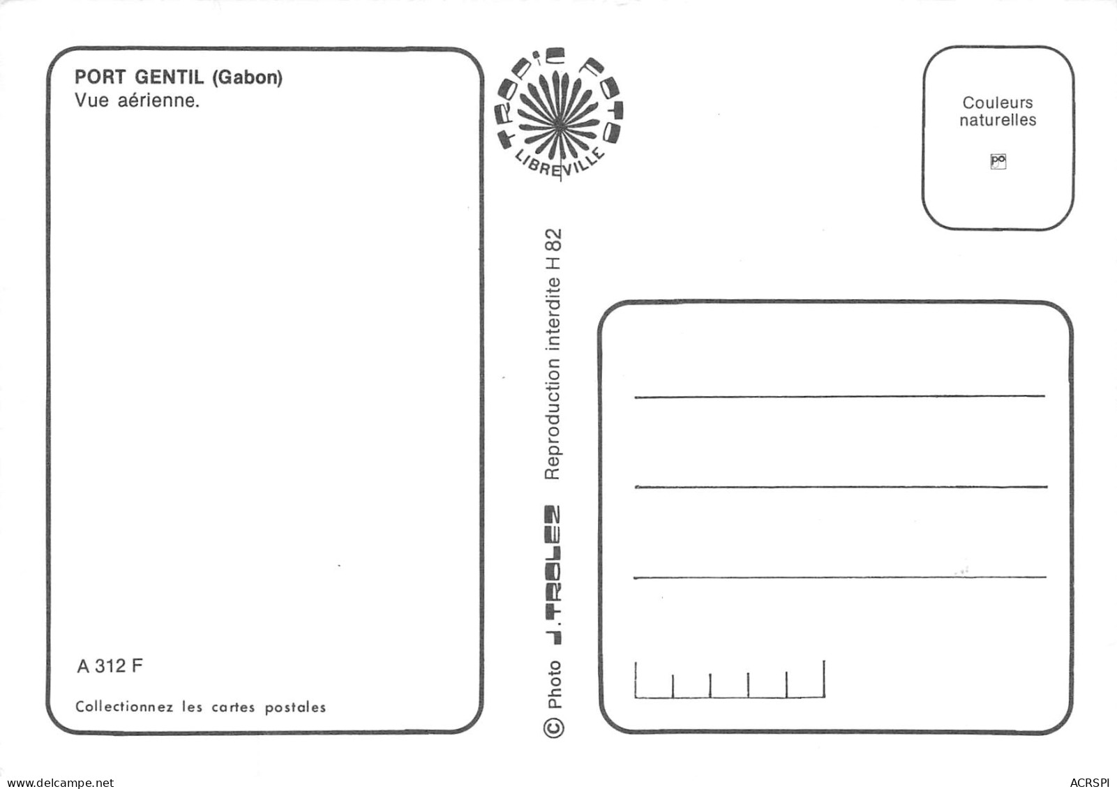 GABON PORT-GENTIL  Vue Aérienne  édition Trolez Carte Vierge Non Circulé  (Scan R/V) N° 21 \MP7163 - Gabon