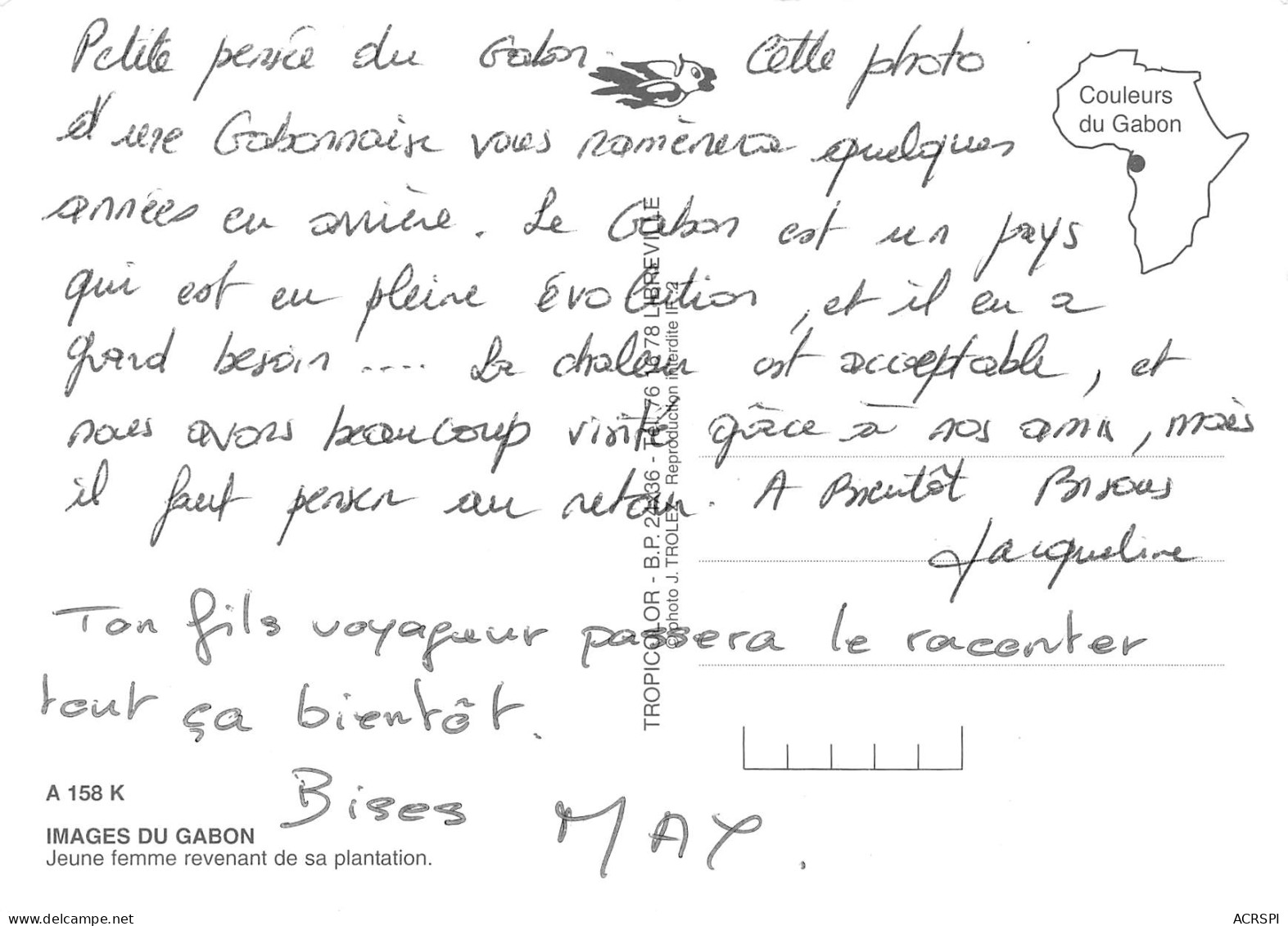 GABON LIBREVILLE Jeune Femme Revenant De La Plantation De Bananes (Scan R/V) N° 54 \MP7163 - Gabon