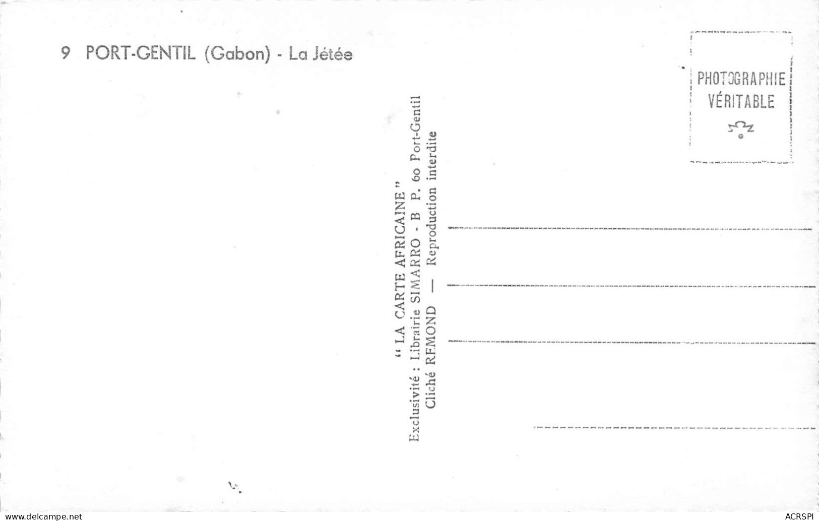 GABON Port-Gentil La Jetée Et Un Cargo à Quai Carte Vierge Non Circulé éd Cimarro (Scan R/V) N° 19 \MP7165 - Gabon