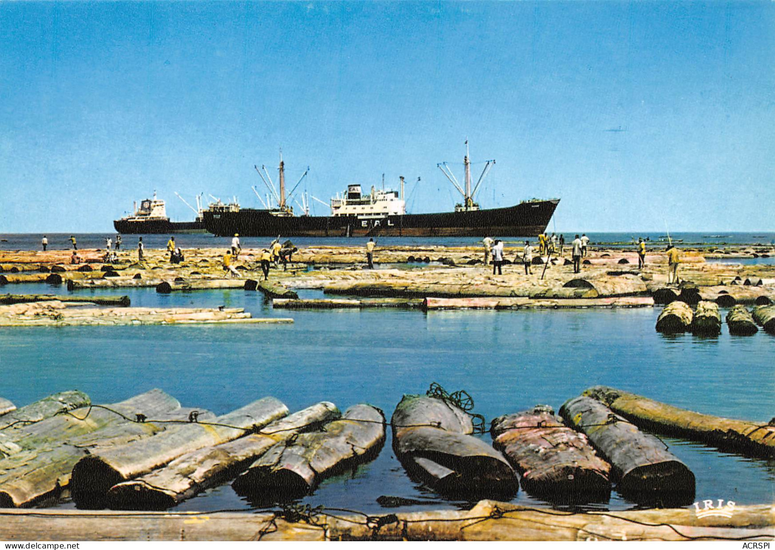 Gabon PORT-GENTIL  Embarquement Des Grumes Billes D'acajou édition Iris (Scan R/V) N° 19 \MP7166 - Gabon