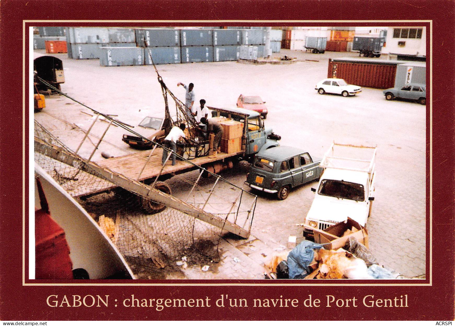 Gabon PORT-GENTIL  1985 La SATA Air Fret Charge Un Navire  (Scan R/V) N° 25 \MP7166 - Gabon