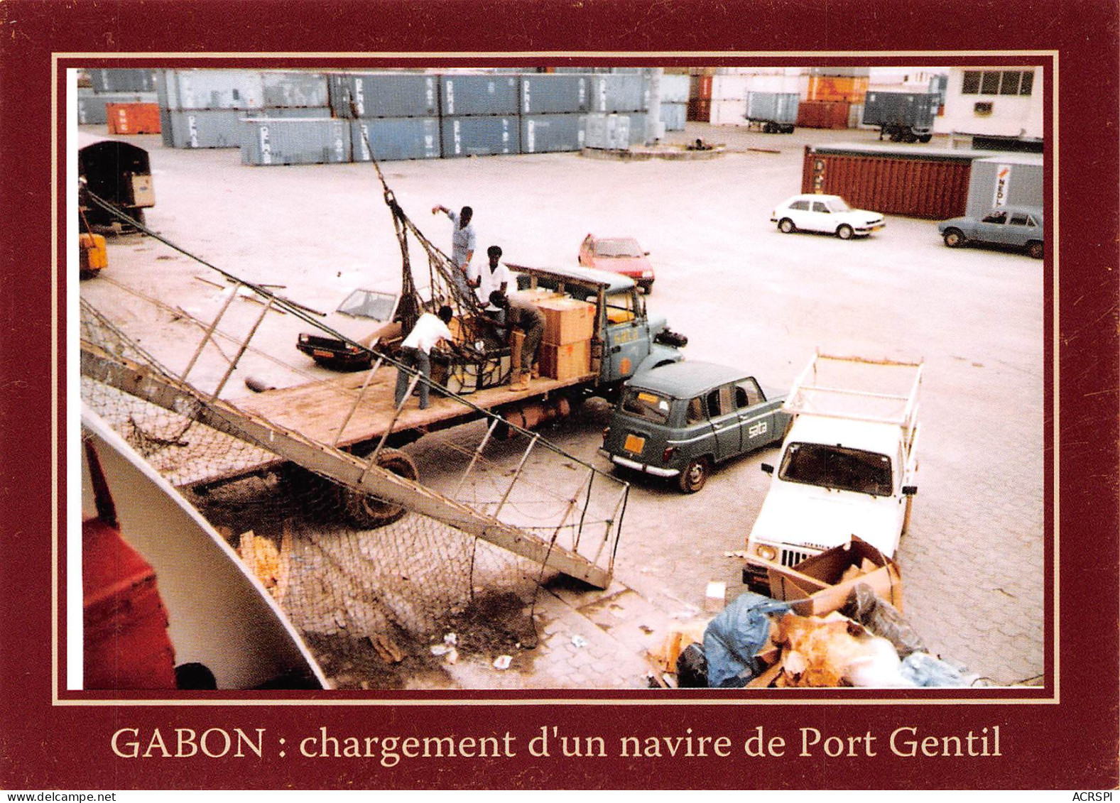 Gabon PORT-GENTIL  1985 La SATA Air Fret Charge Le Ravitaillement Sur Un Navire  (Scan R/V) N° 26 \MP7166 - Gabon