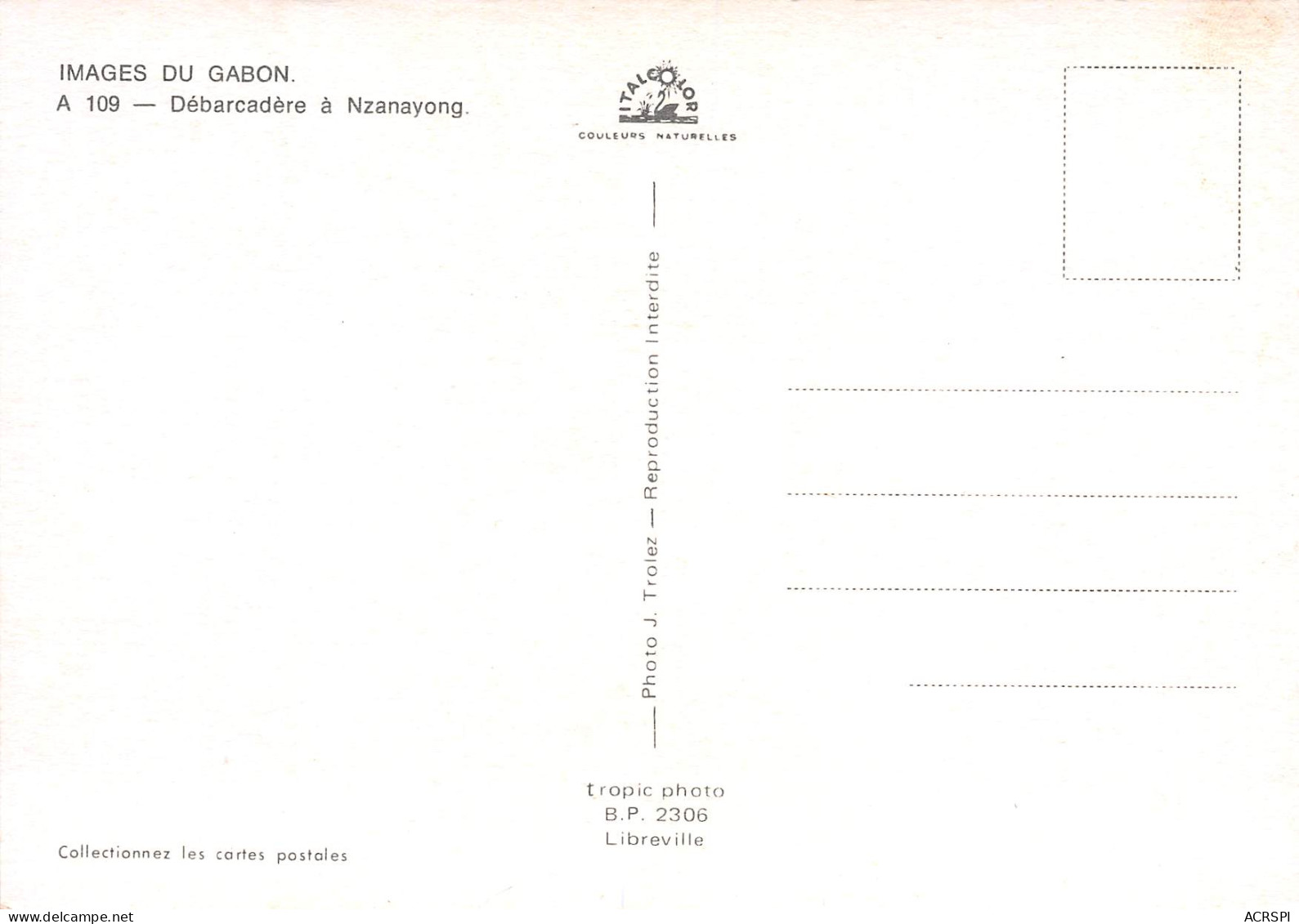 Gabon   Débarcadère à Nzanayong Nzeng Ayong Ogooué édition Tropic LIBREVILLE  (Scan R/V) N° 44 \MP7166 - Gabun